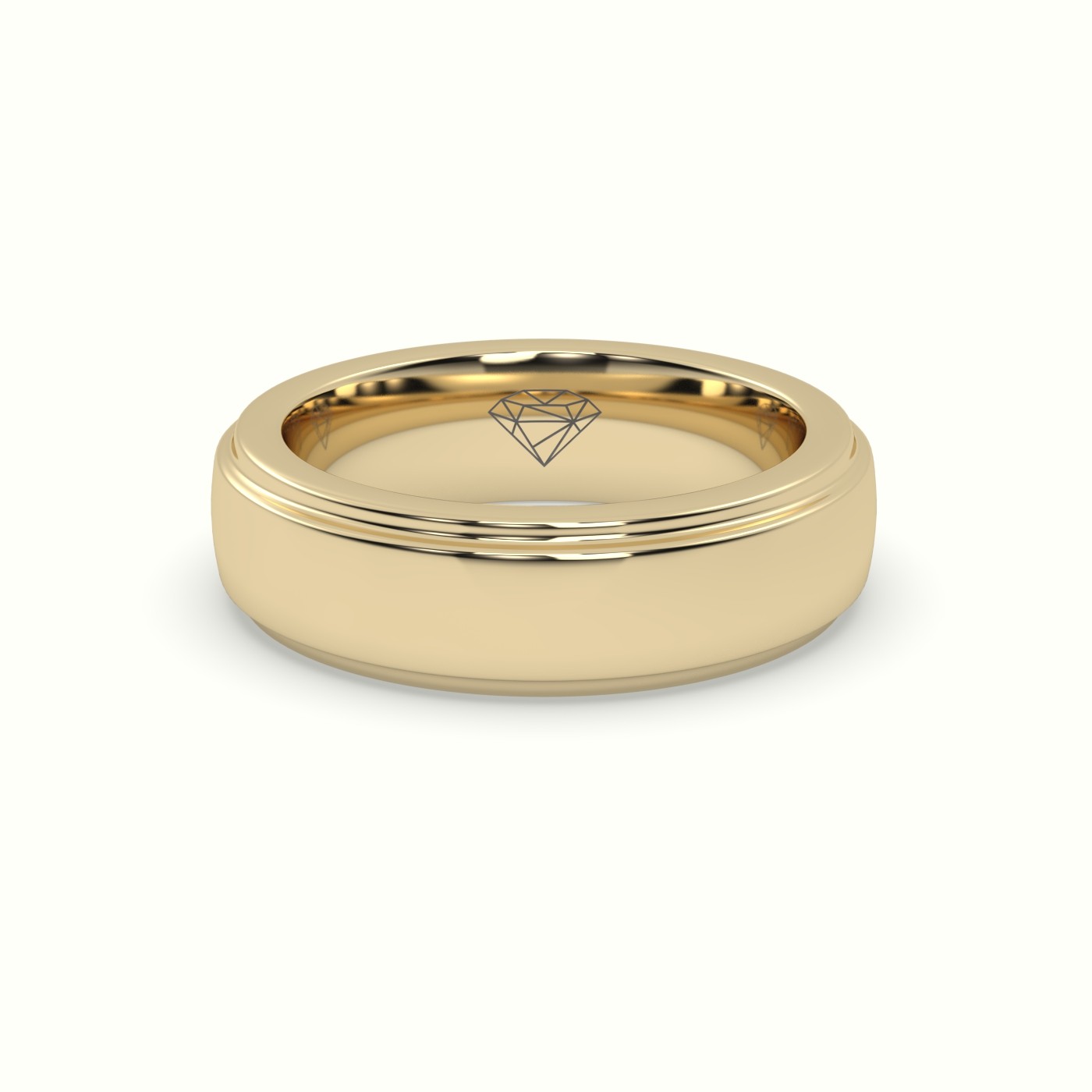 18k yellow gold triple step edge wedding band
