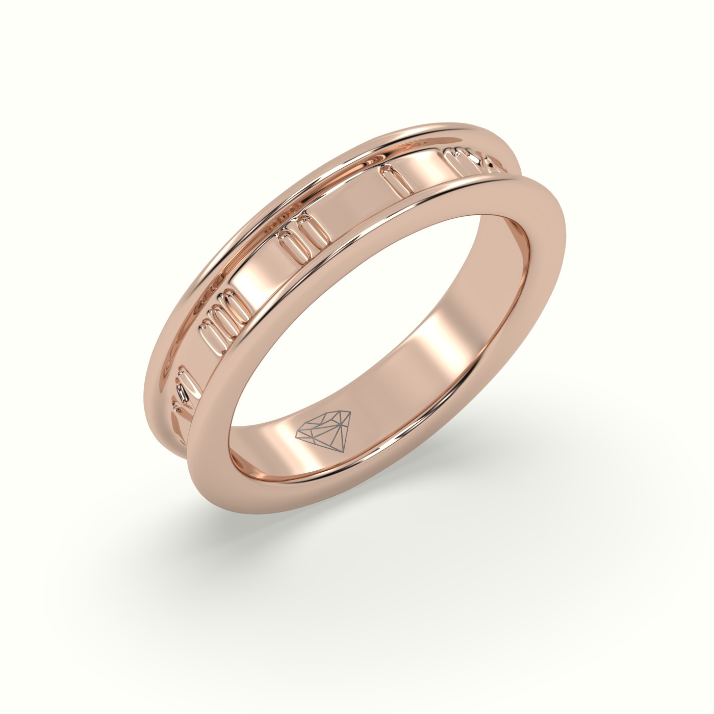 18k rose gold stylish roman wedding band Photos & images