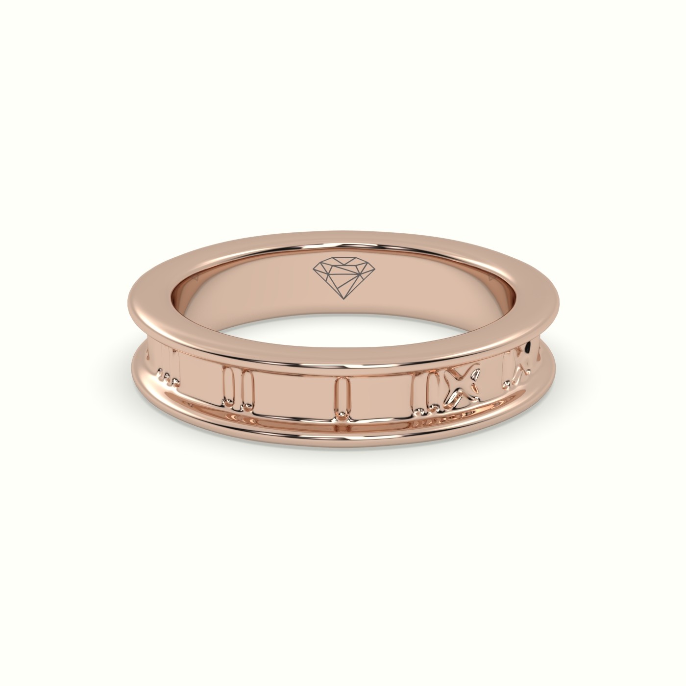 18k rose gold stylish roman wedding band