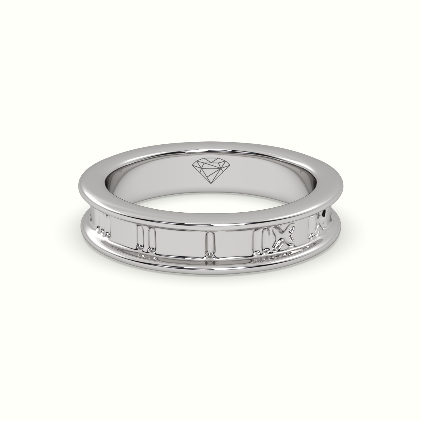 18k white gold stylish roman wedding band