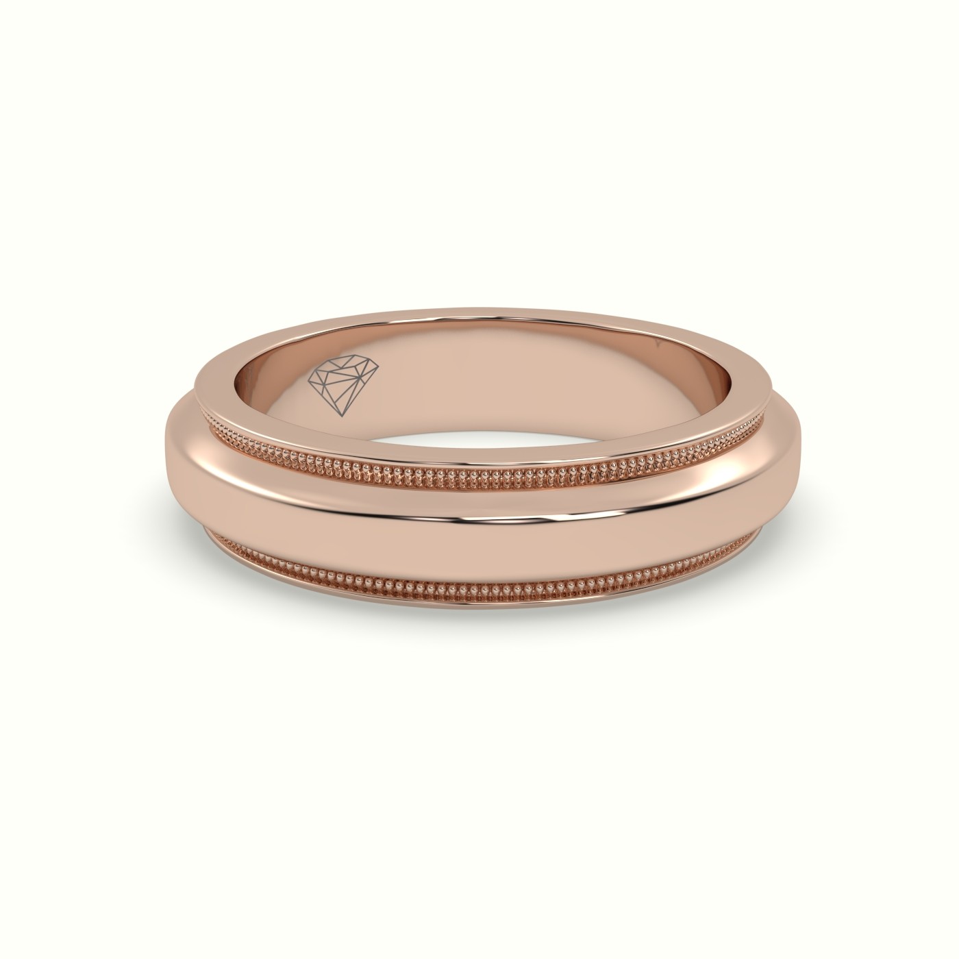 18k rose gold elegant milgrain edge band Photos & images