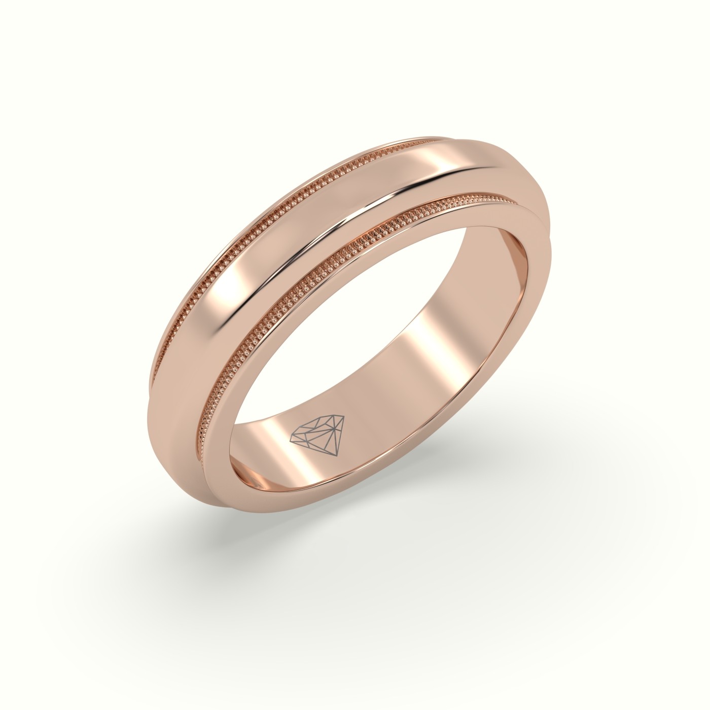 18k rose gold elegant milgrain edge band Photos & images