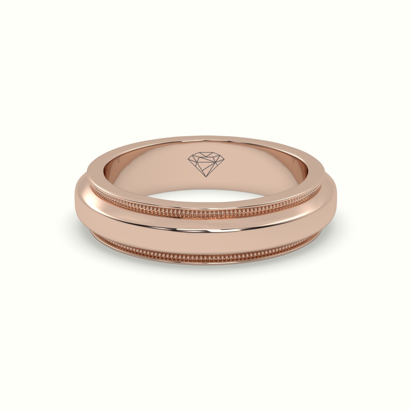 18k rose gold elegant milgrain edge band