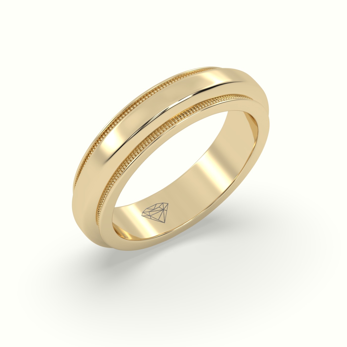 18k yellow gold elegant milgrain edge band Photos & images