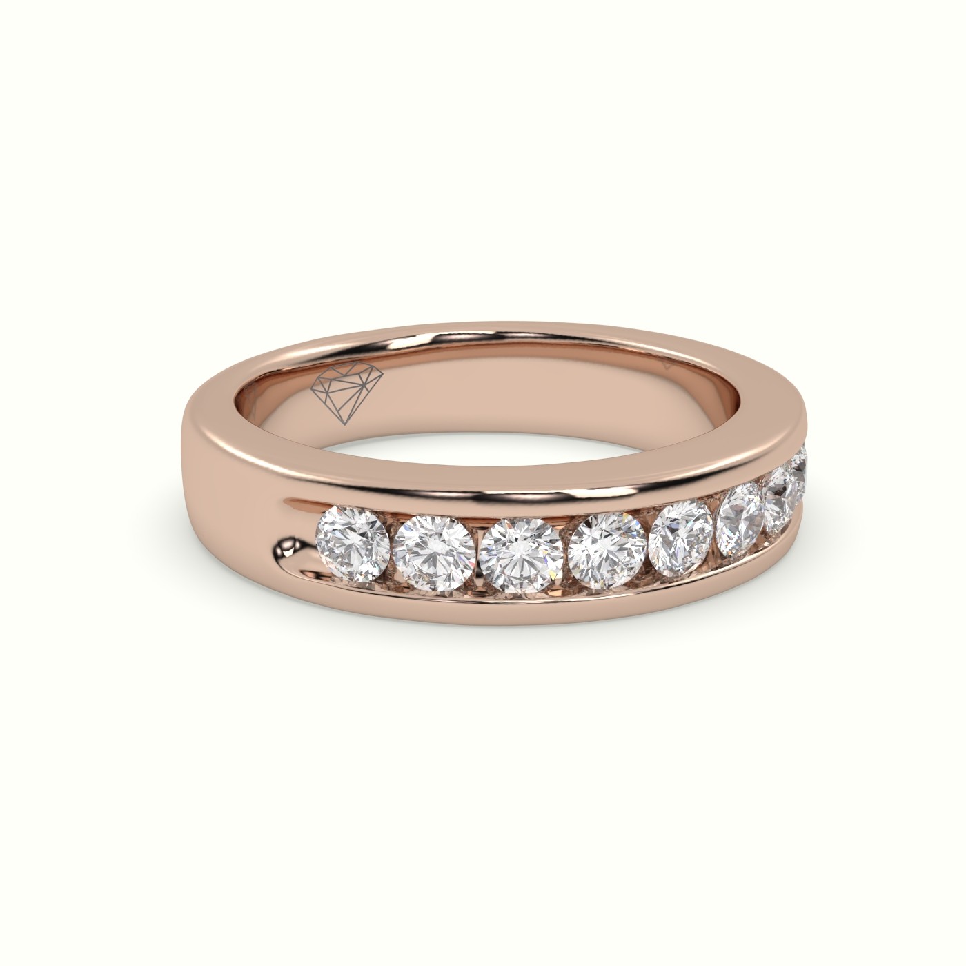 18k rose gold stunning round cut diamond with channel setting wedding band Photos & images