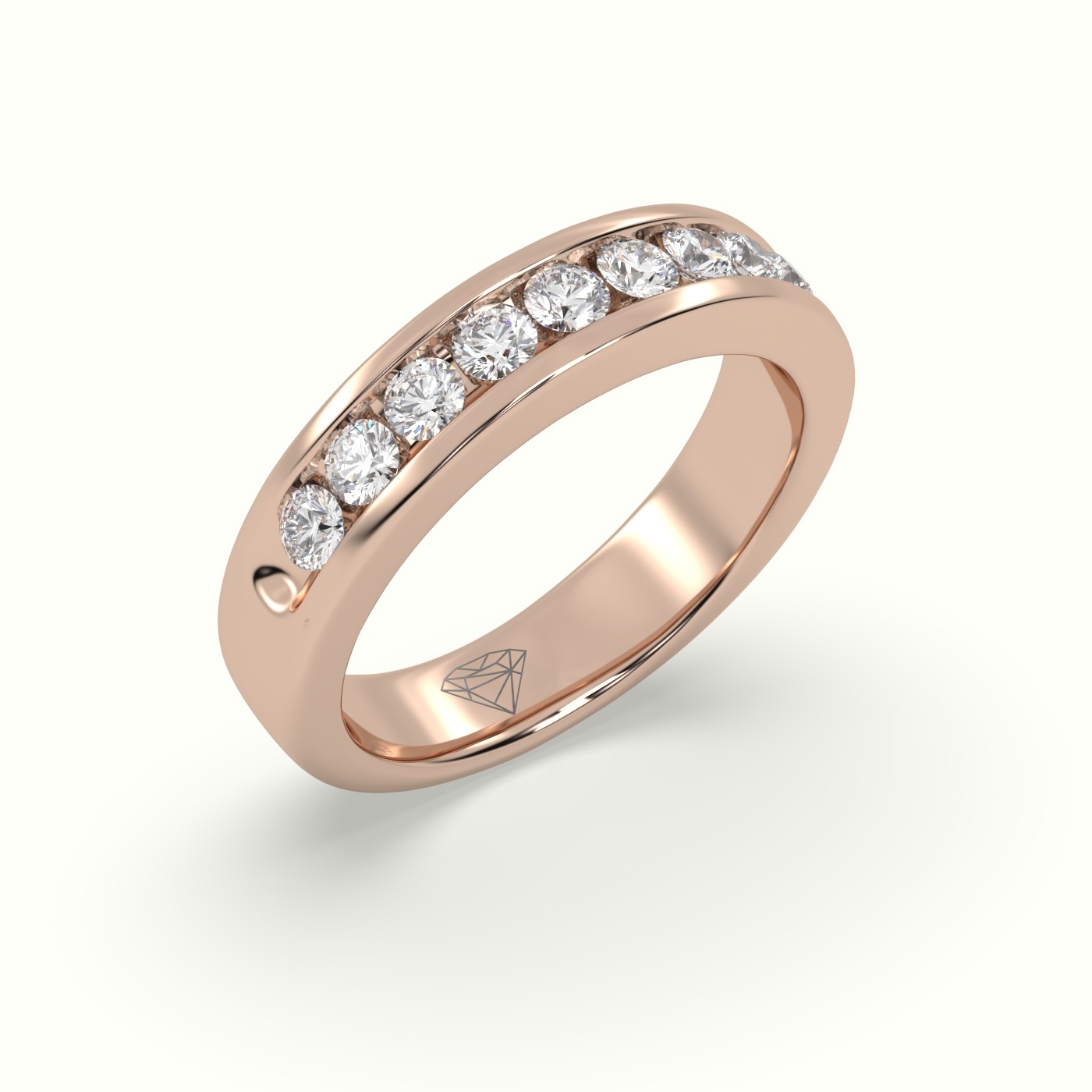 18k rose gold stunning round cut diamond with channel setting wedding band Photos & images