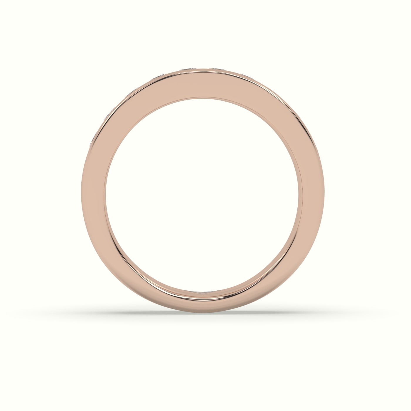 18k rose gold stunning round cut diamond with channel setting wedding band Photos & images