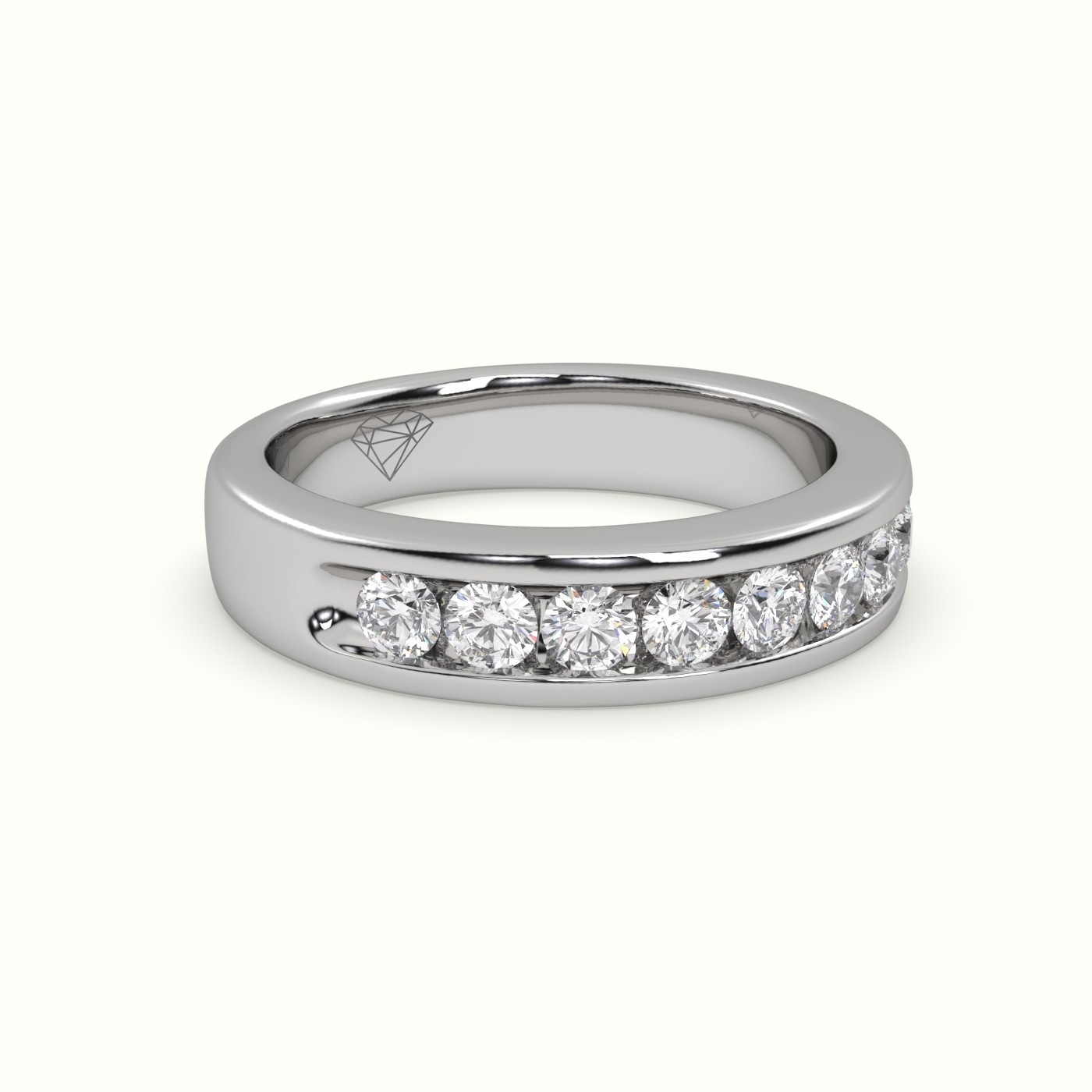 18k white gold stunning round cut diamond with channel setting wedding band Photos & images