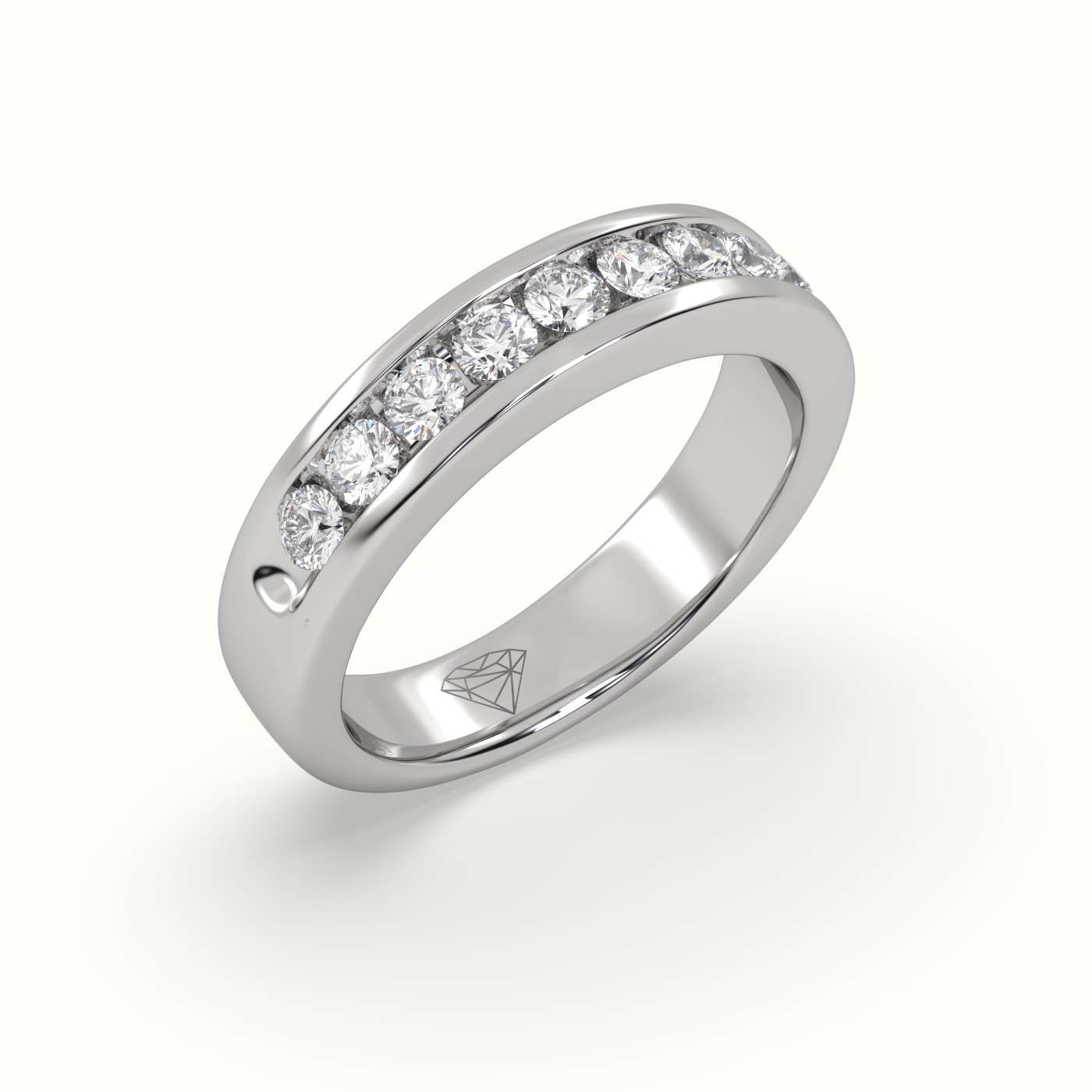 18k white gold stunning round cut diamond with channel setting wedding band Photos & images