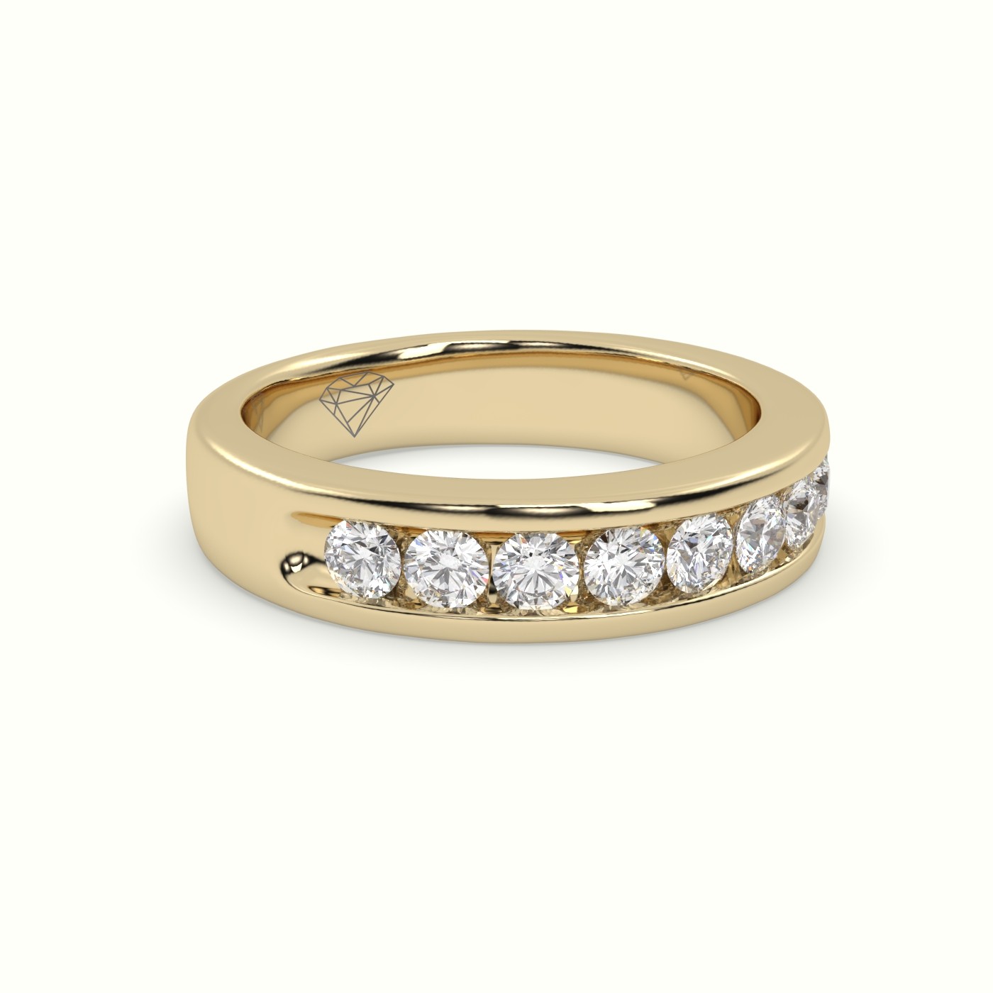 18k yellow gold stunning round cut diamond with channel setting wedding band Photos & images