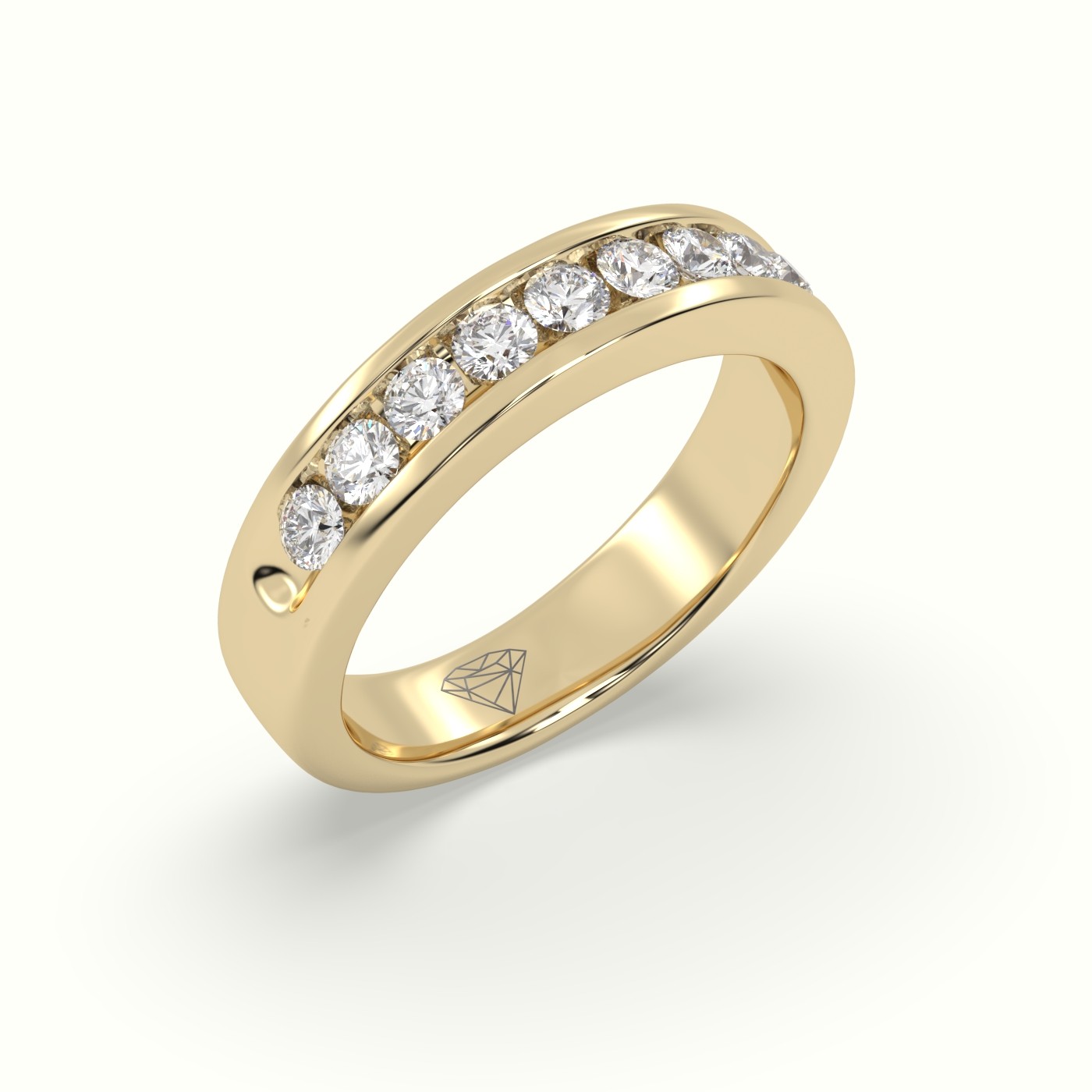 18k yellow gold stunning round cut diamond with channel setting wedding band Photos & images