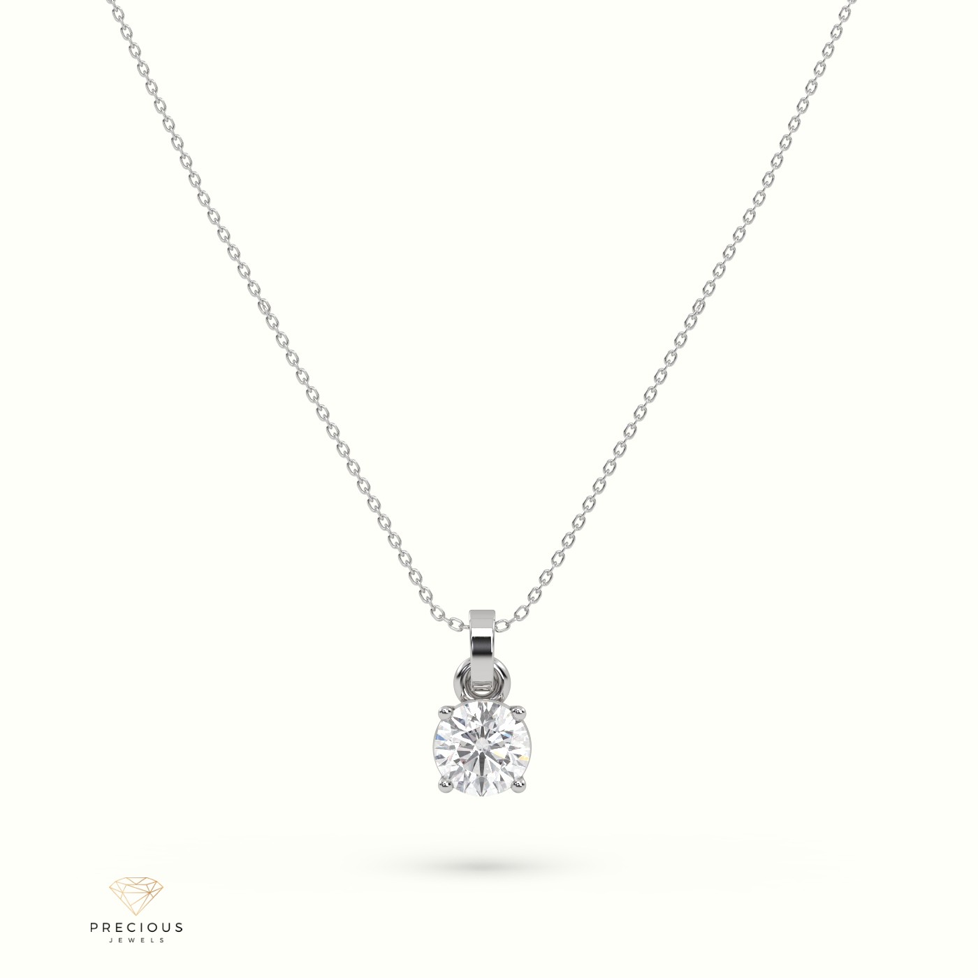 18k white gold certified diamond solitair pendant 0.30 ct to 1.50 ct si1 quality g color round 4 prongs
