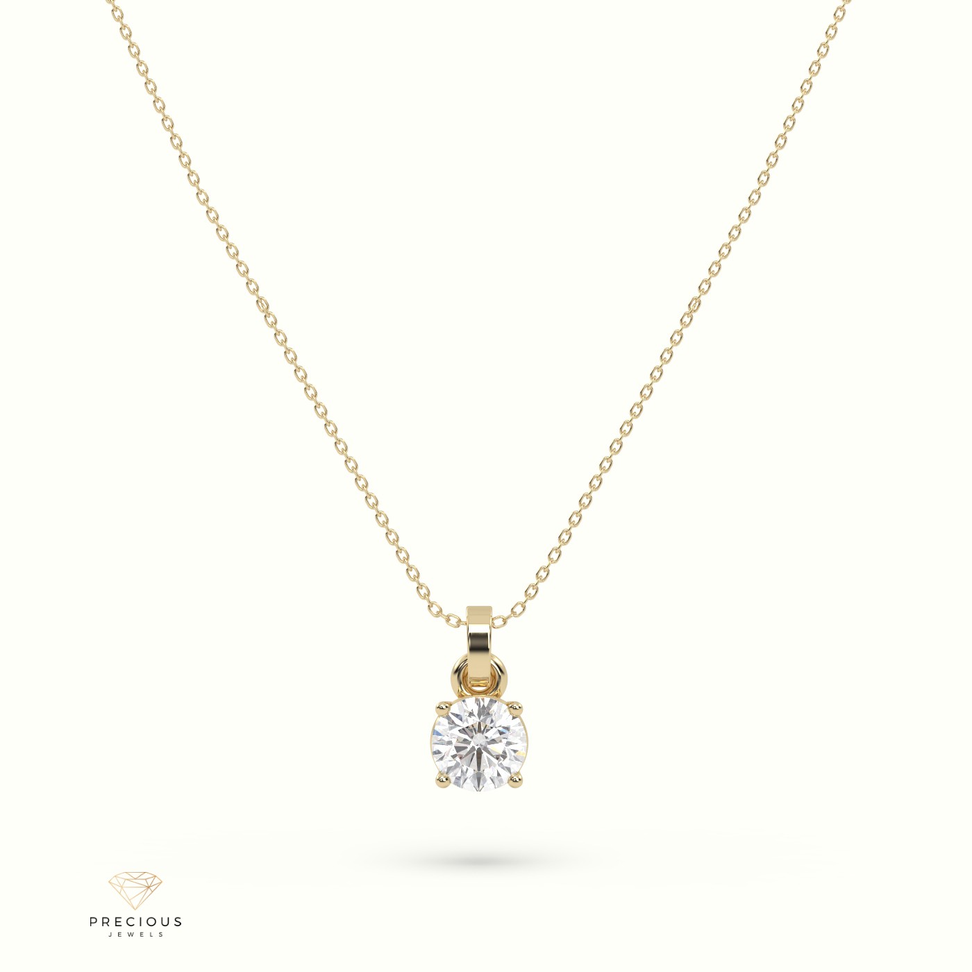 18k yellow gold certified diamond solitair pendant 0.30 ct to 1.50 ct si1 quality g color round 4 prongs
