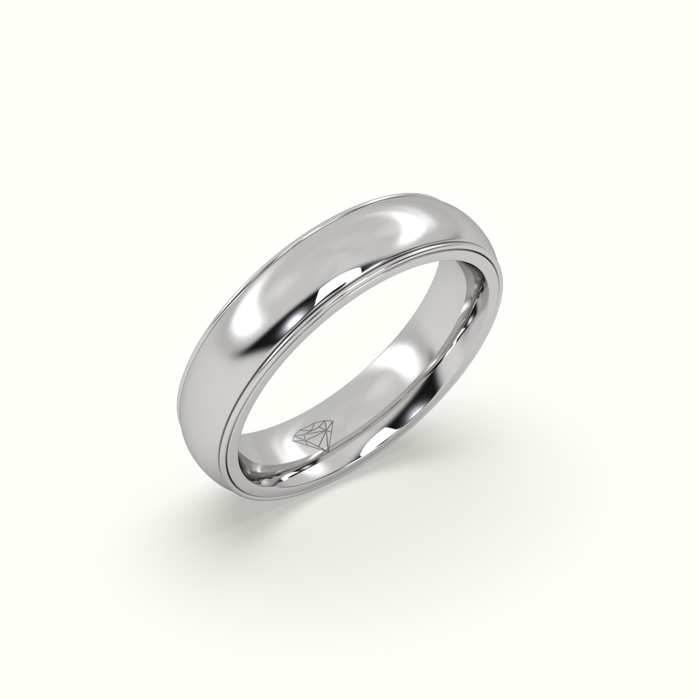 18k white gold traditional comfort fit wedding band Photos & images