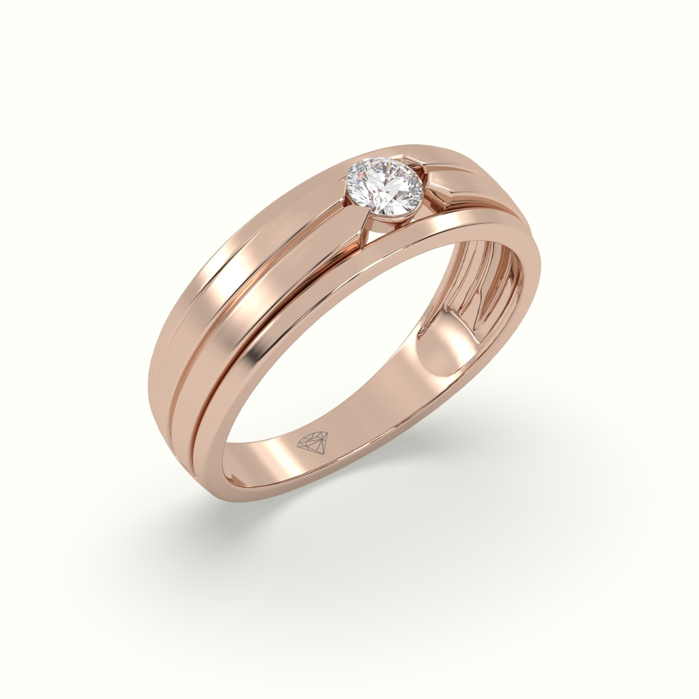 18k rose gold tension set diamond wedding band Photos & images