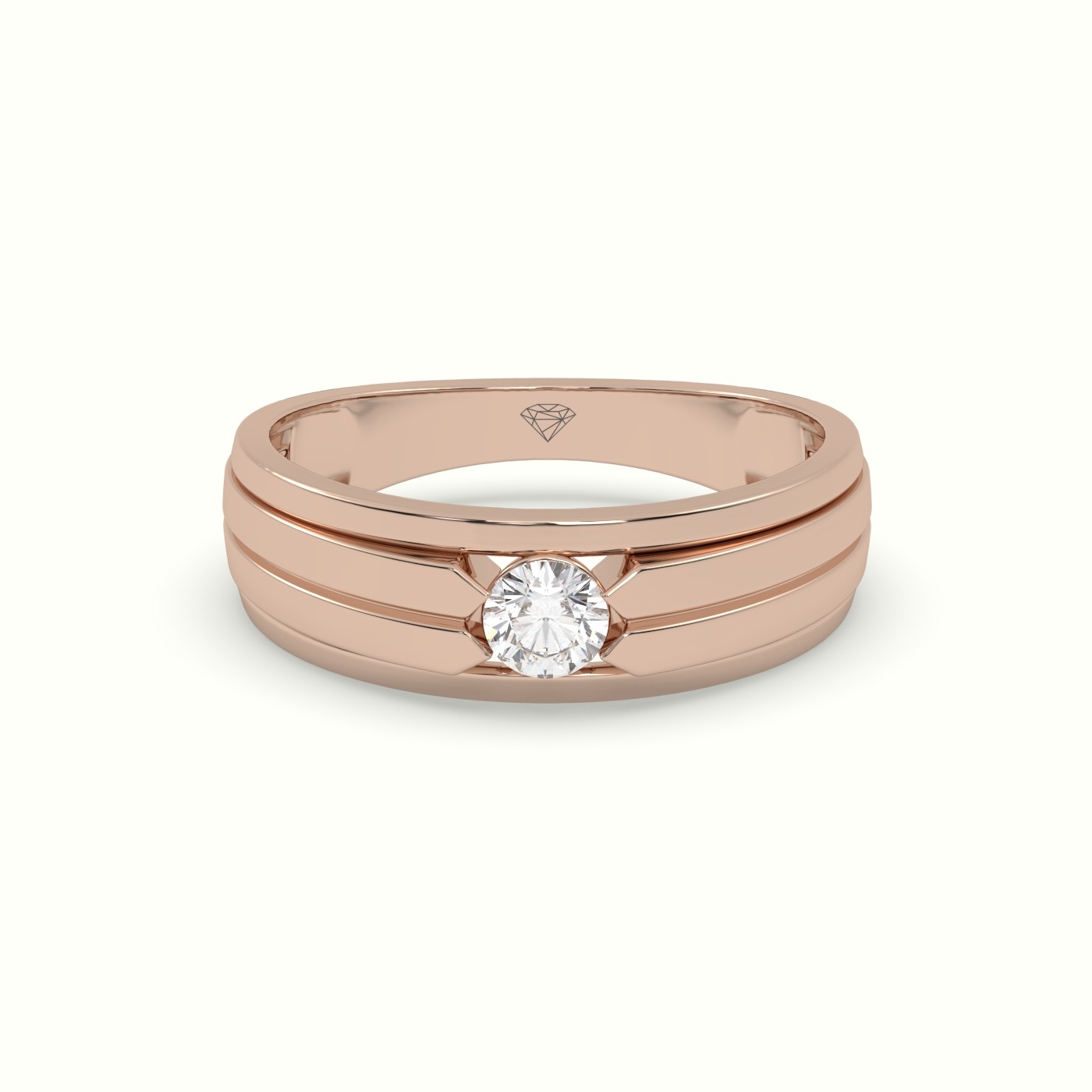 18k rose gold tension set diamond wedding band