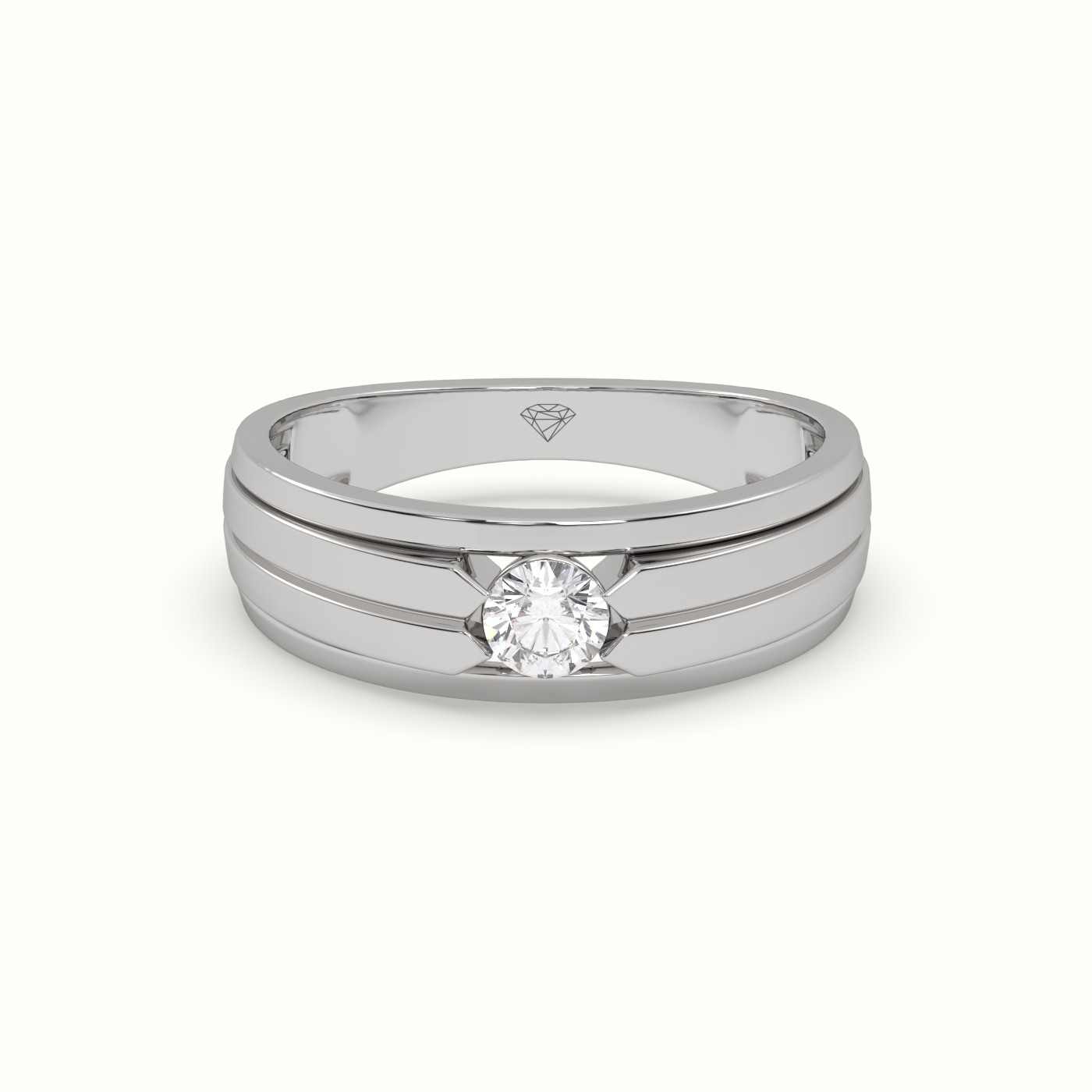 18k white gold tension set diamond wedding band