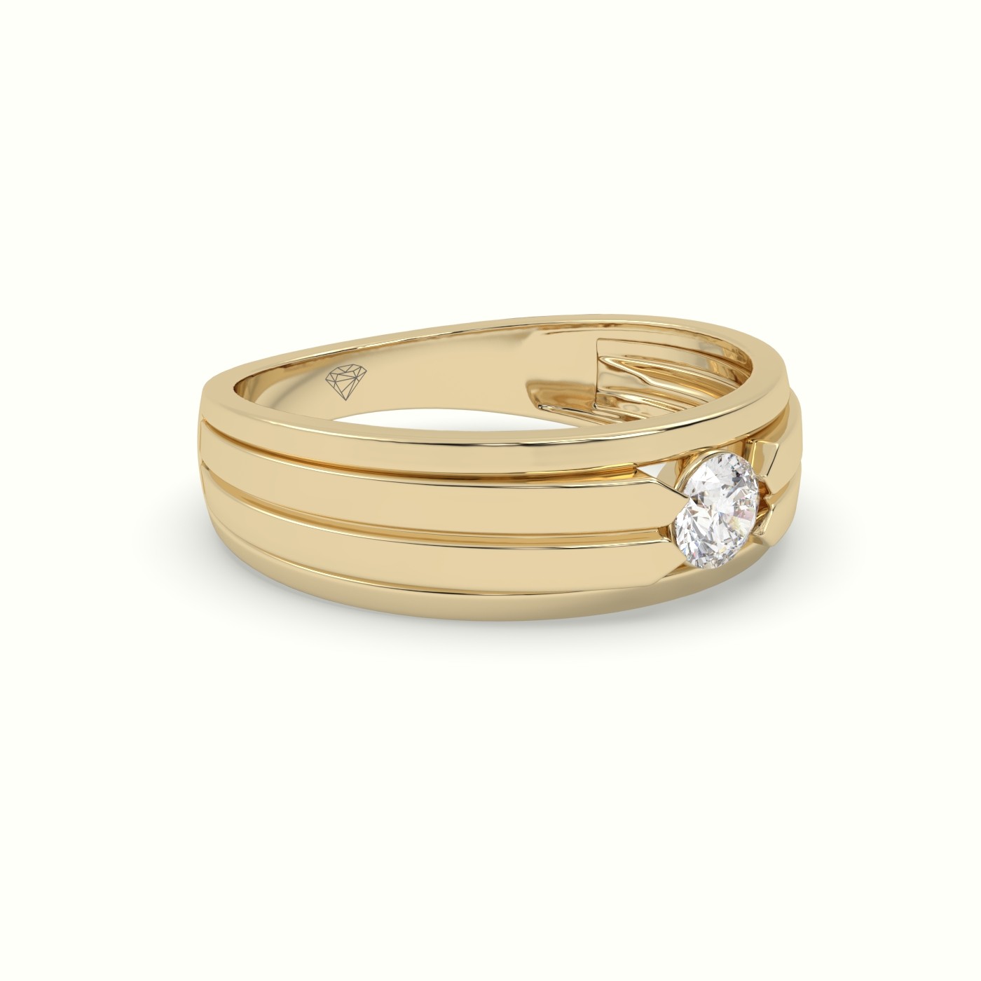 18k yellow gold tension set diamond wedding band Photos & images