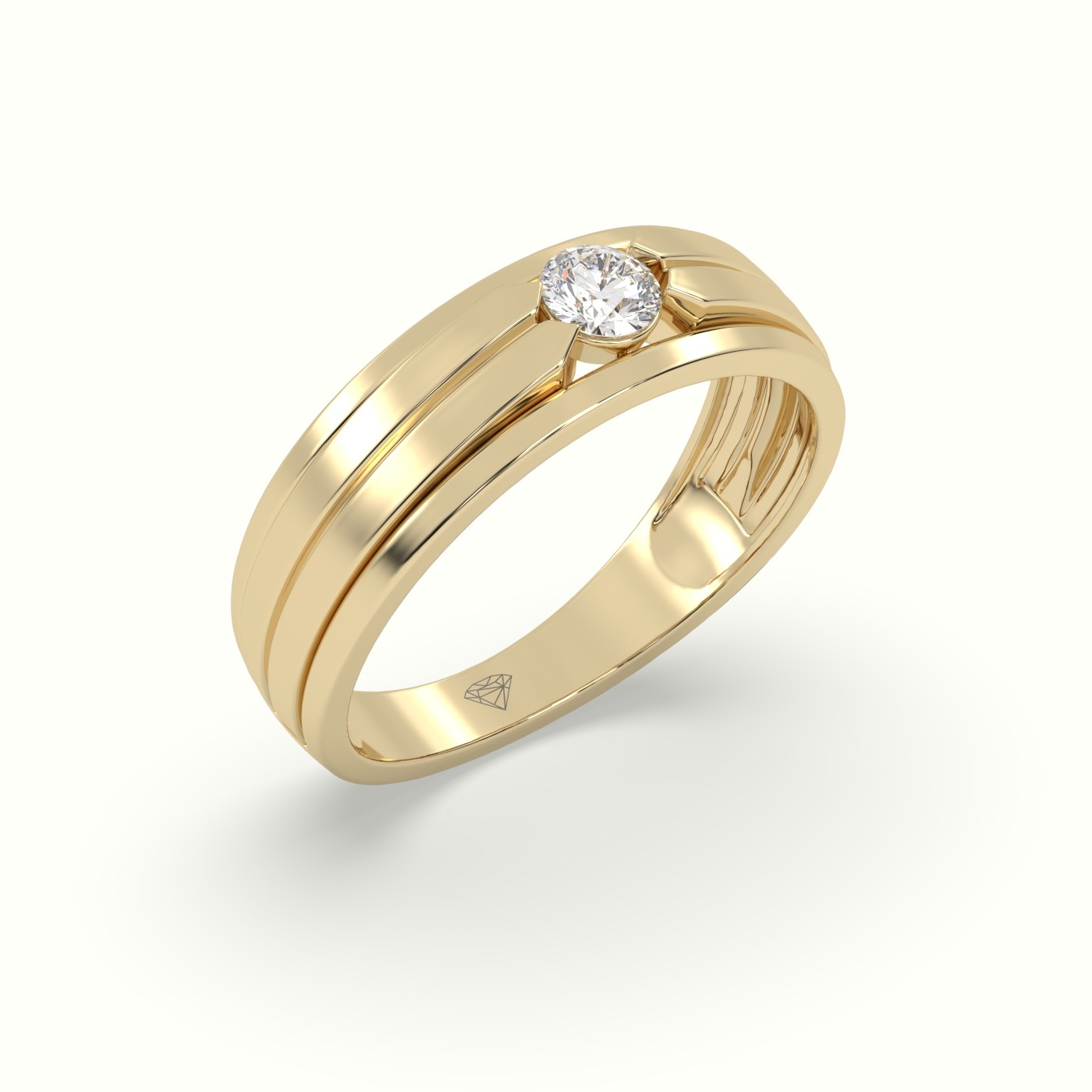 18k yellow gold tension set diamond wedding band Photos & images