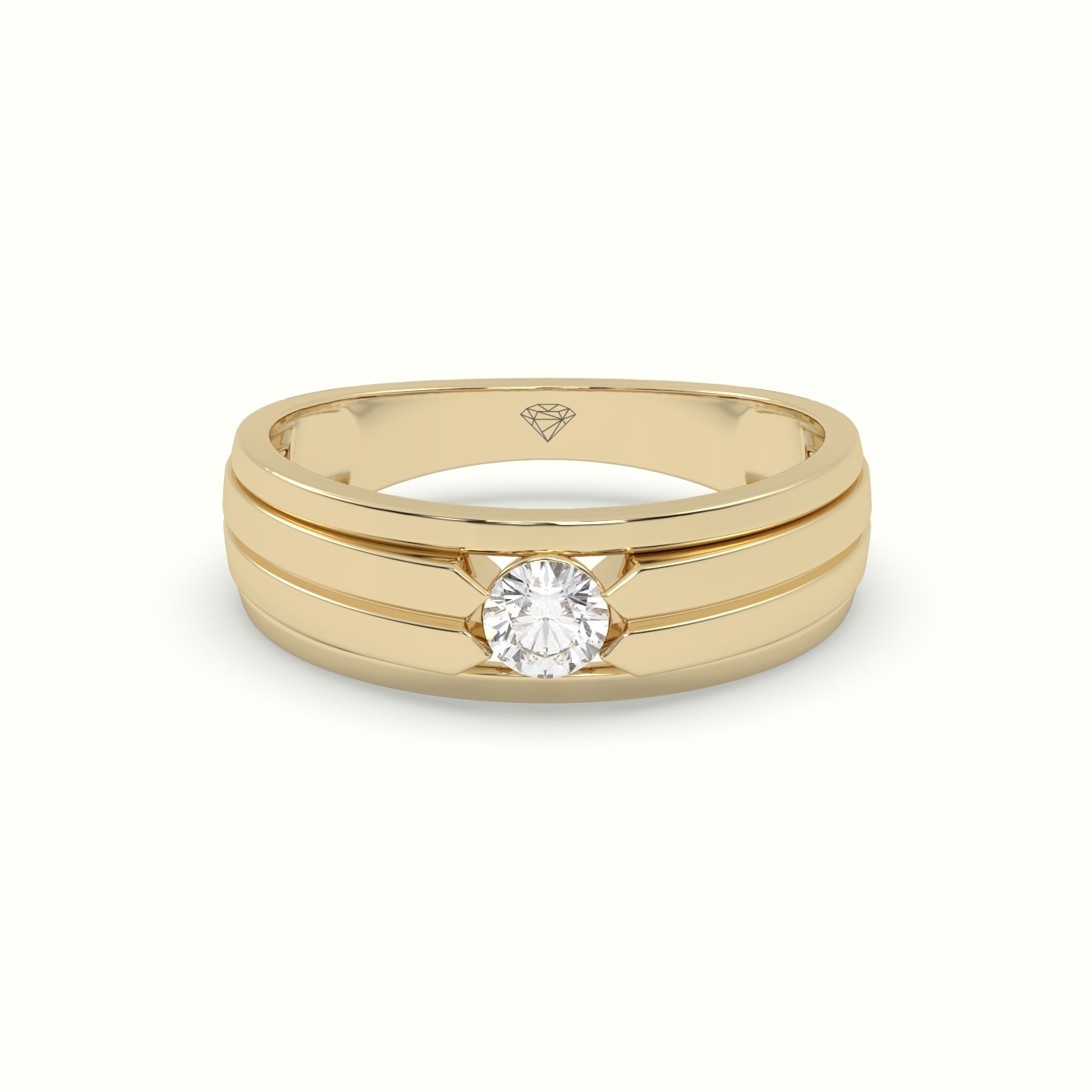 18k yellow gold tension set diamond wedding band