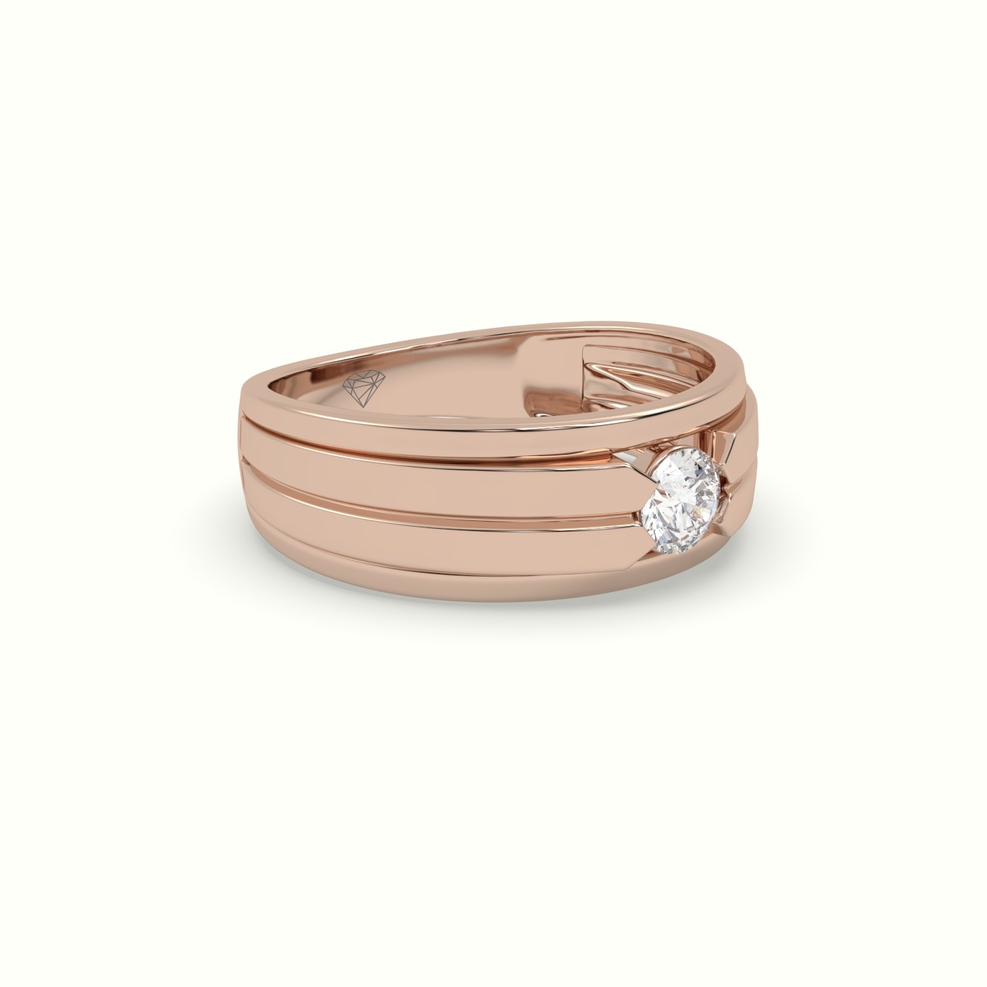18k rose gold single stone diamond wedding band Photos & images