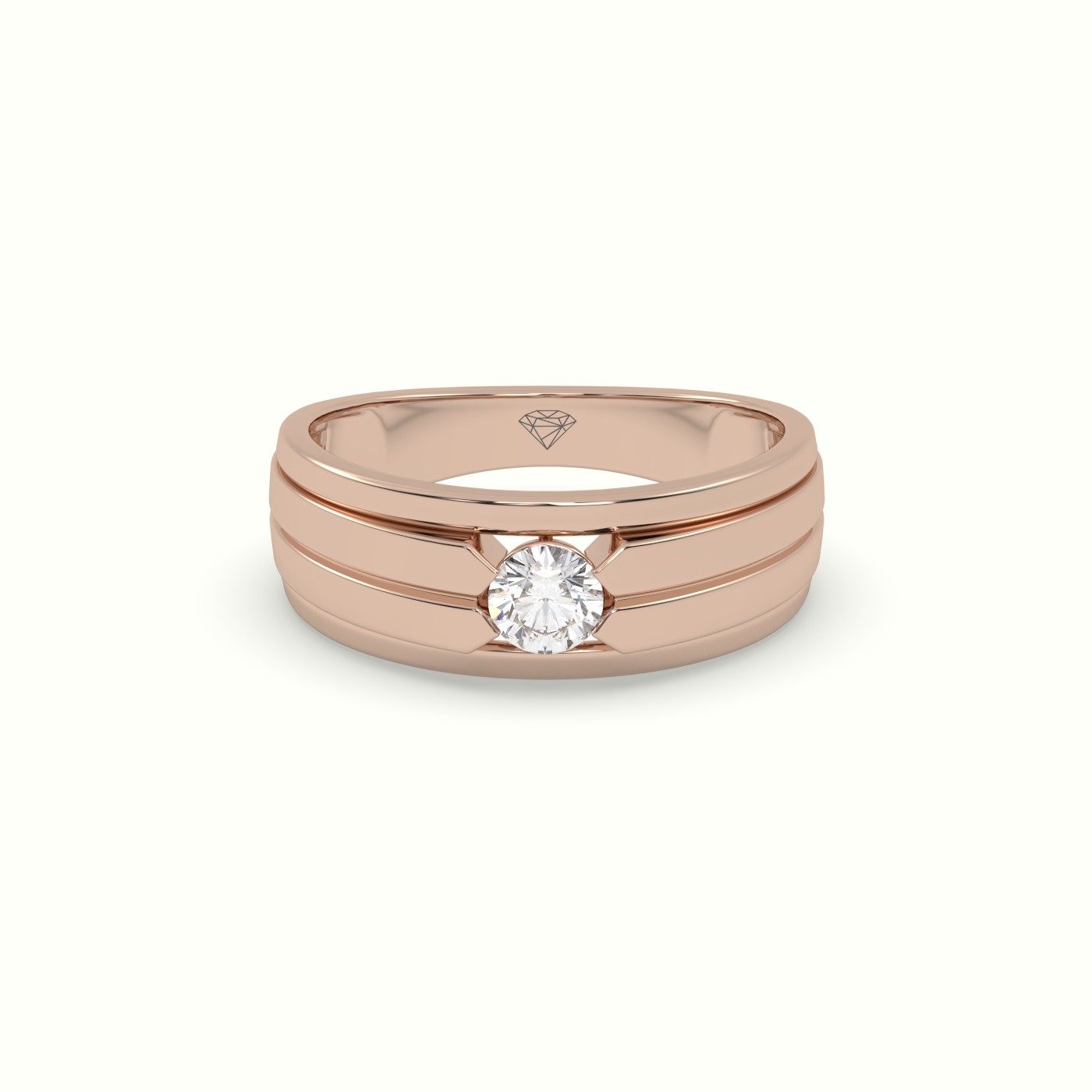 18k rose gold single stone diamond wedding band