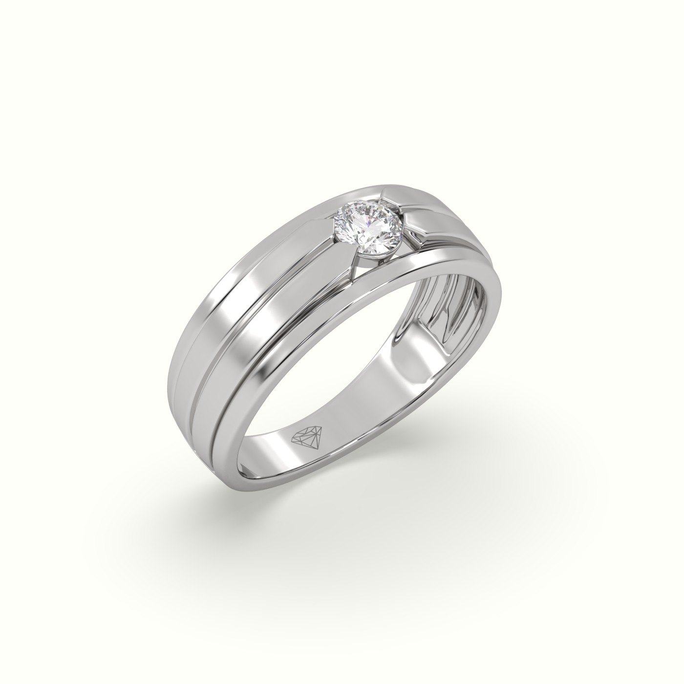 18k white gold single stone diamond wedding band Photos & images
