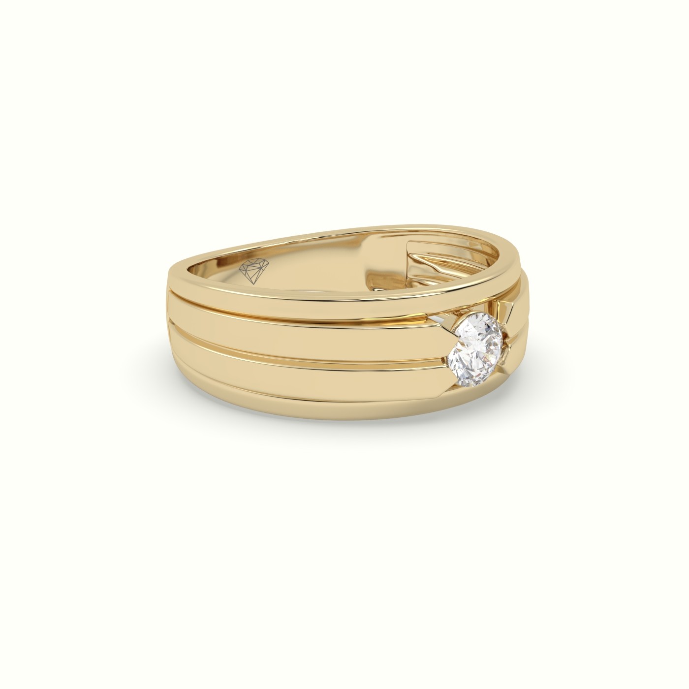 18k yellow gold single stone diamond wedding band Photos & images