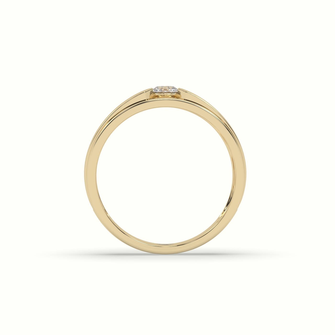 18k yellow gold single stone diamond wedding band Photos & images