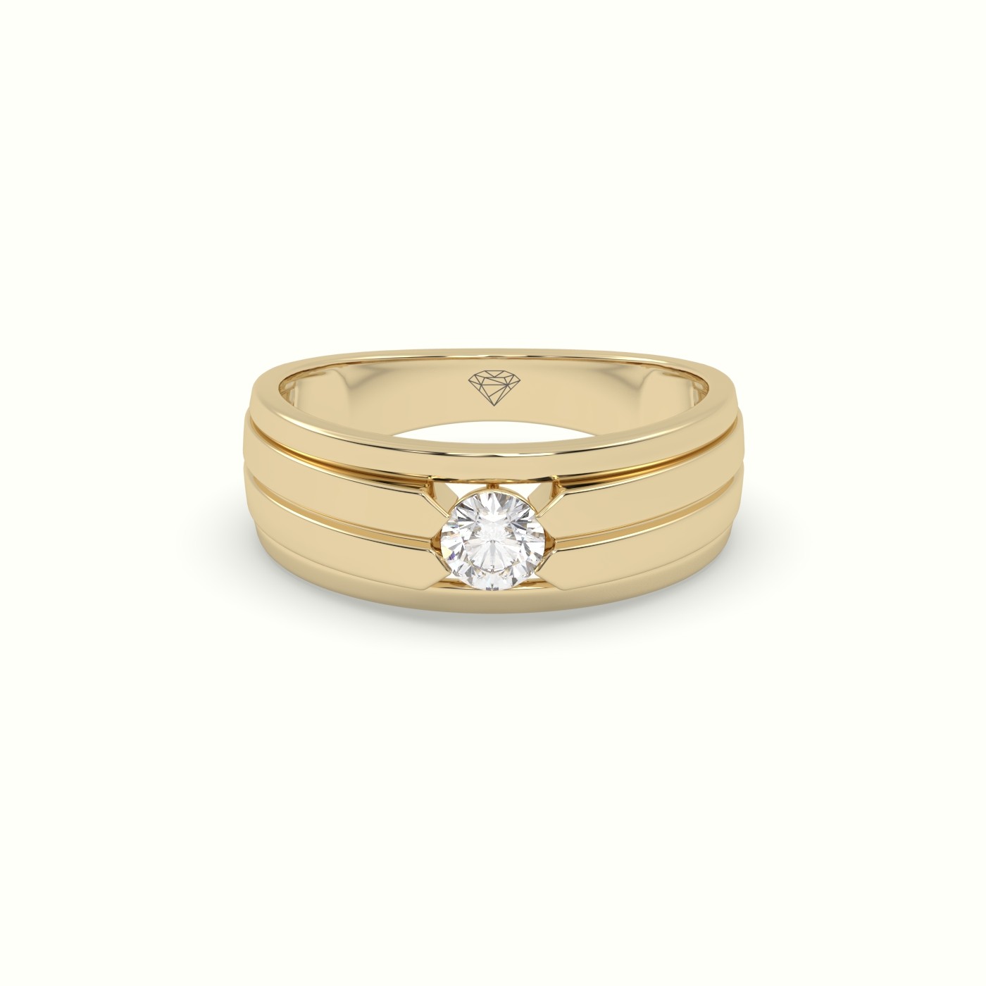 18k yellow gold single stone diamond wedding band
