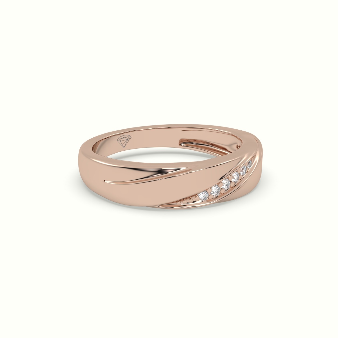 18k rose gold diamond designer channel set wedding band Photos & images