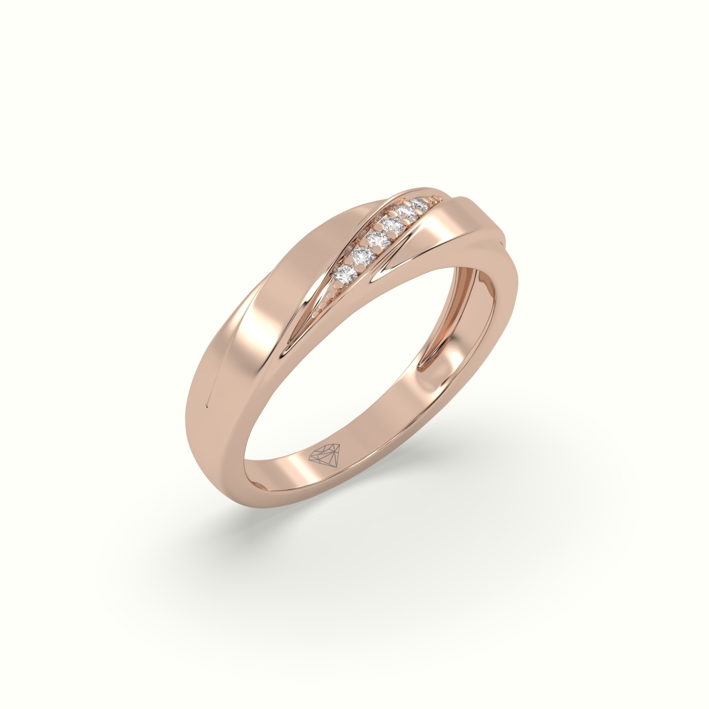 18k rose gold diamond designer channel set wedding band Photos & images