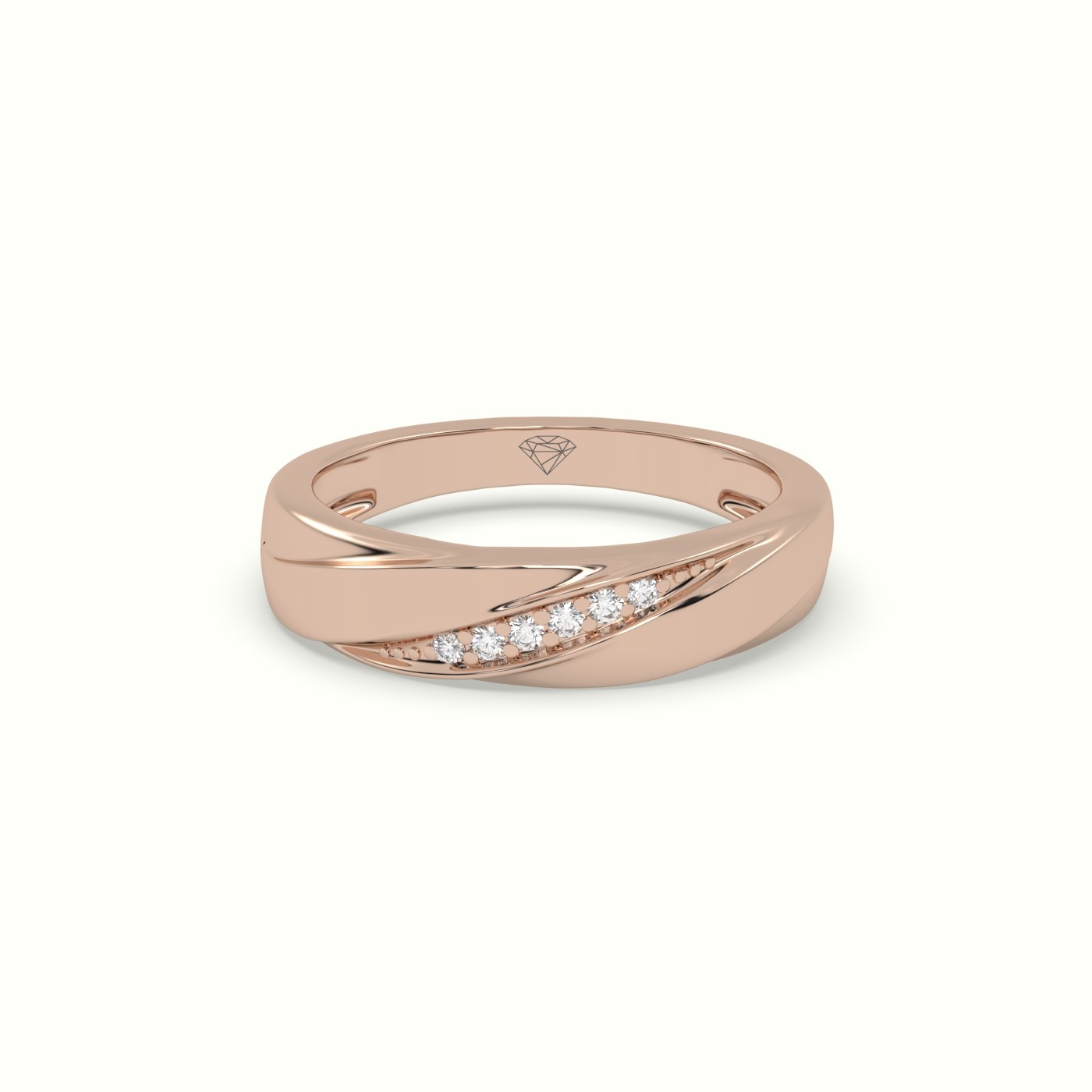 18k rose gold diamond designer channel set wedding band