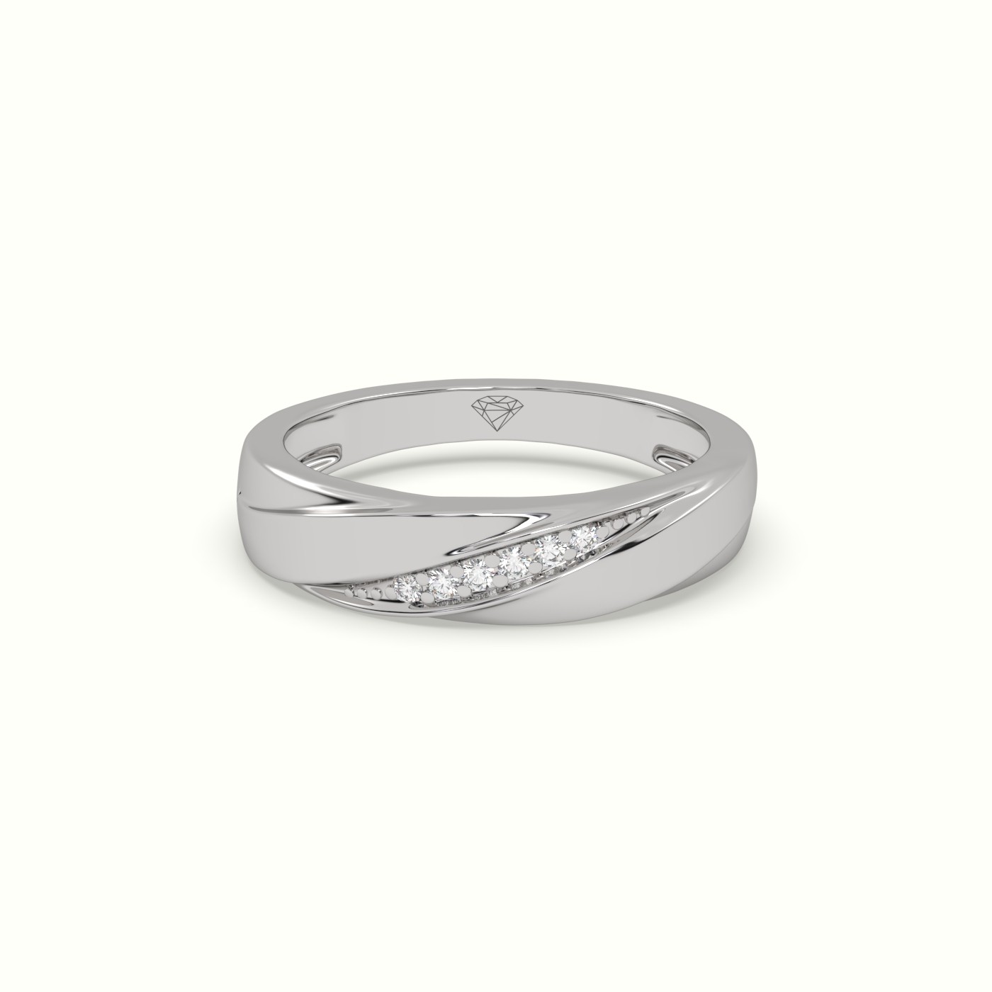 18k white gold diamond designer channel set wedding band