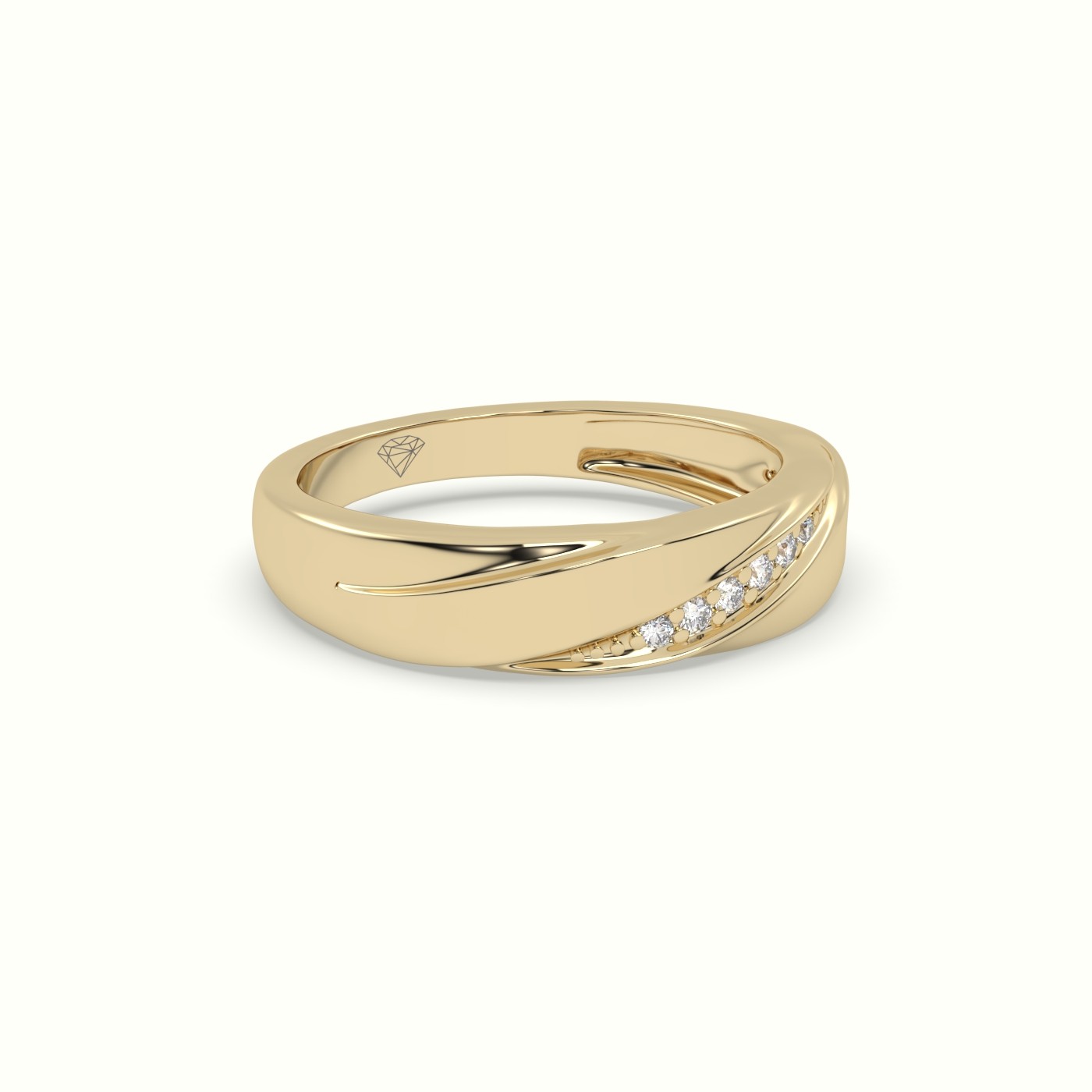 18k yellow gold diamond designer channel set wedding band Photos & images