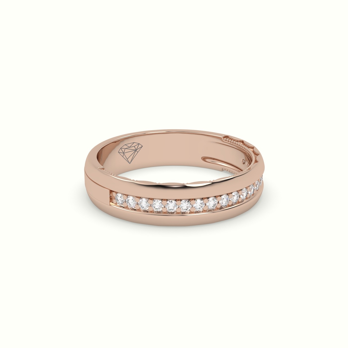 18k rose gold classic channel set diamond wedding band Photos & images