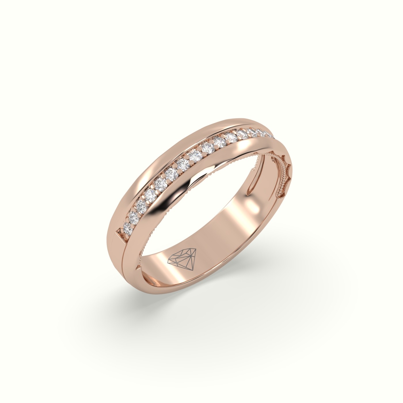 18k rose gold classic channel set diamond wedding band Photos & images