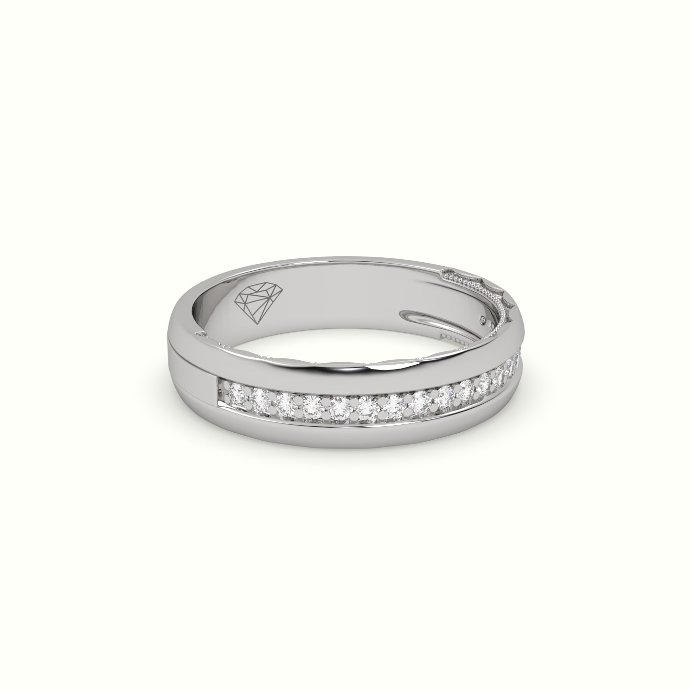 18k white gold classic channel set diamond wedding band Photos & images