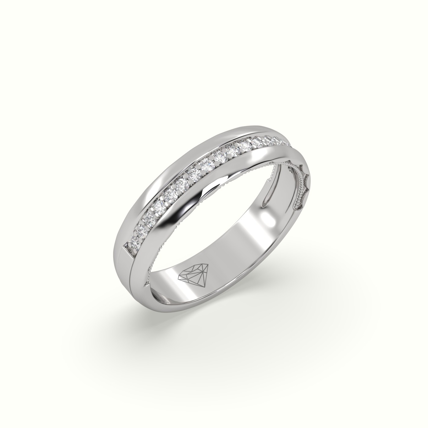 18k white gold classic channel set diamond wedding band Photos & images