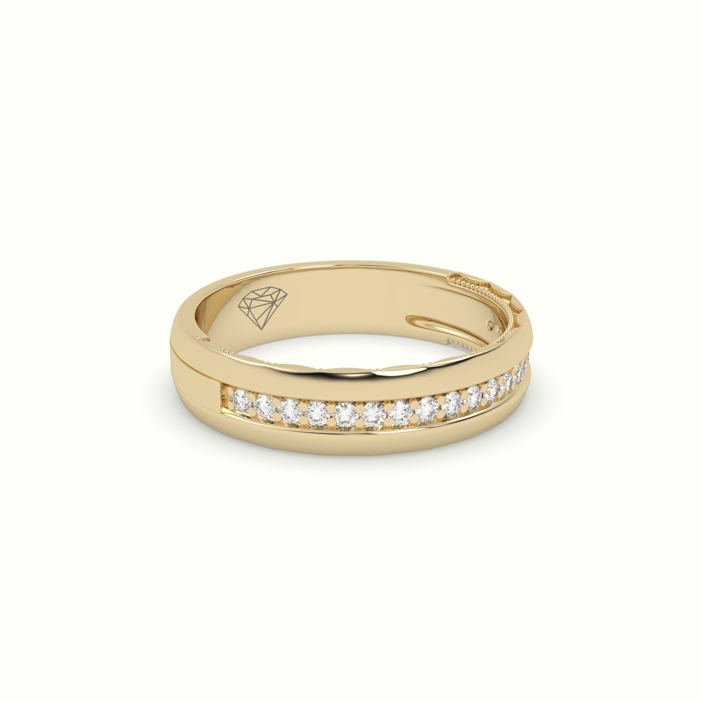 18k yellow gold classic channel set diamond wedding band Photos & images