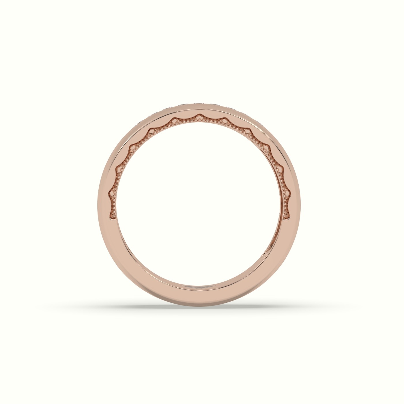 18k rose gold  etched channel set princess cut diamond wedding band Photos & images