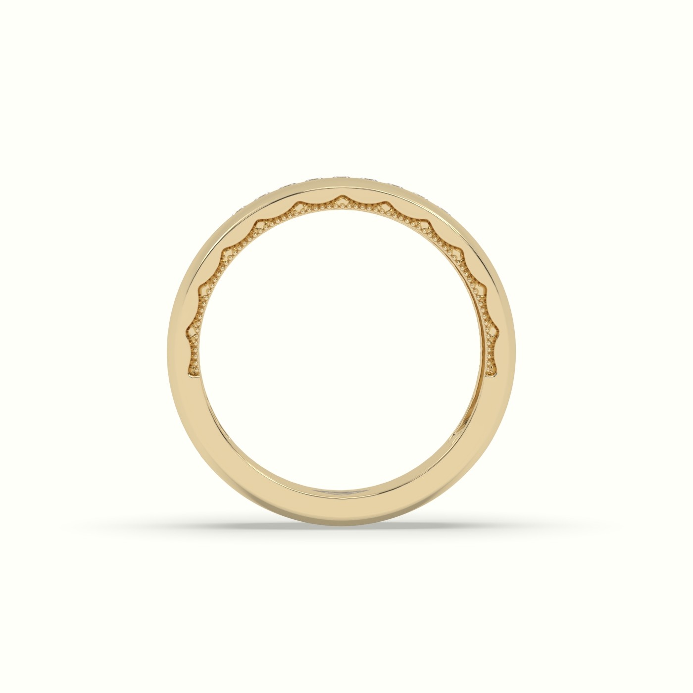 18k yellow gold  etched channel set princess cut diamond wedding band Photos & images
