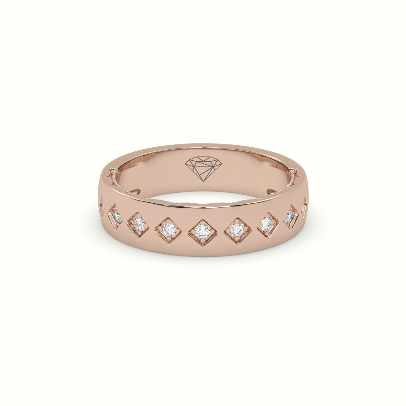 18k rose gold  square diamond wedding band