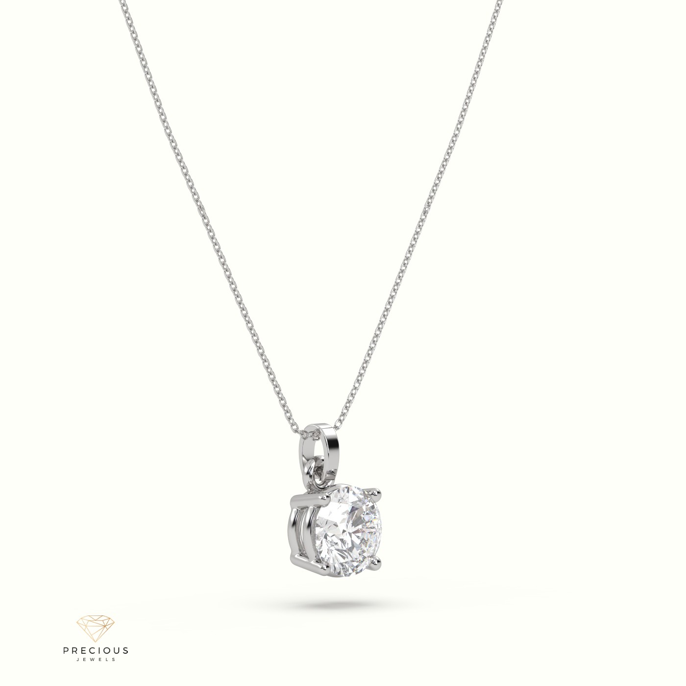 18k white gold diamond solitair pendant 0.70 carat 4 round shaped prongs Photos & images