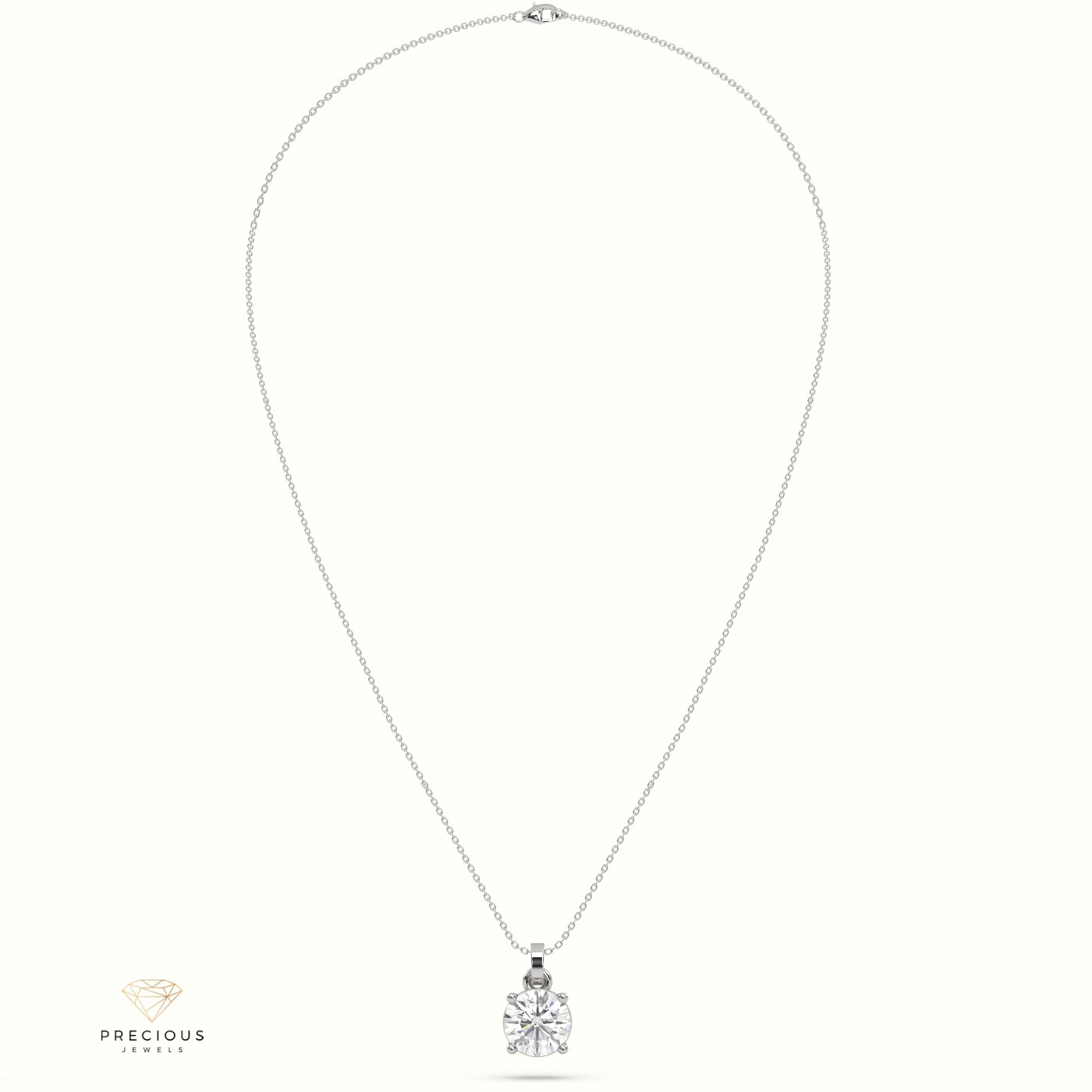 18k white gold diamond solitair pendant 0.70 carat 4 round shaped prongs Photos & images
