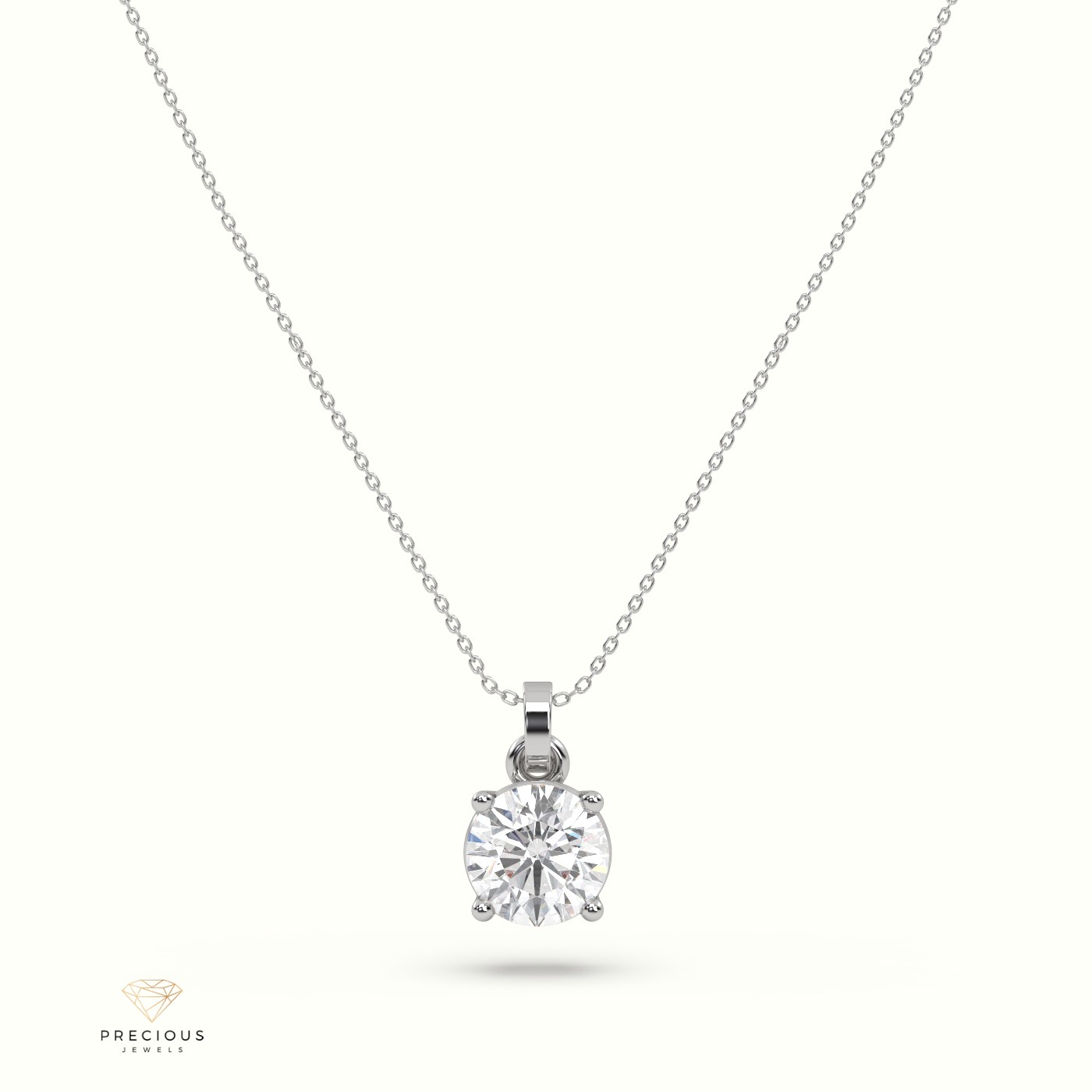 18k white gold diamond solitair pendant 0.70 carat 4 round shaped prongs