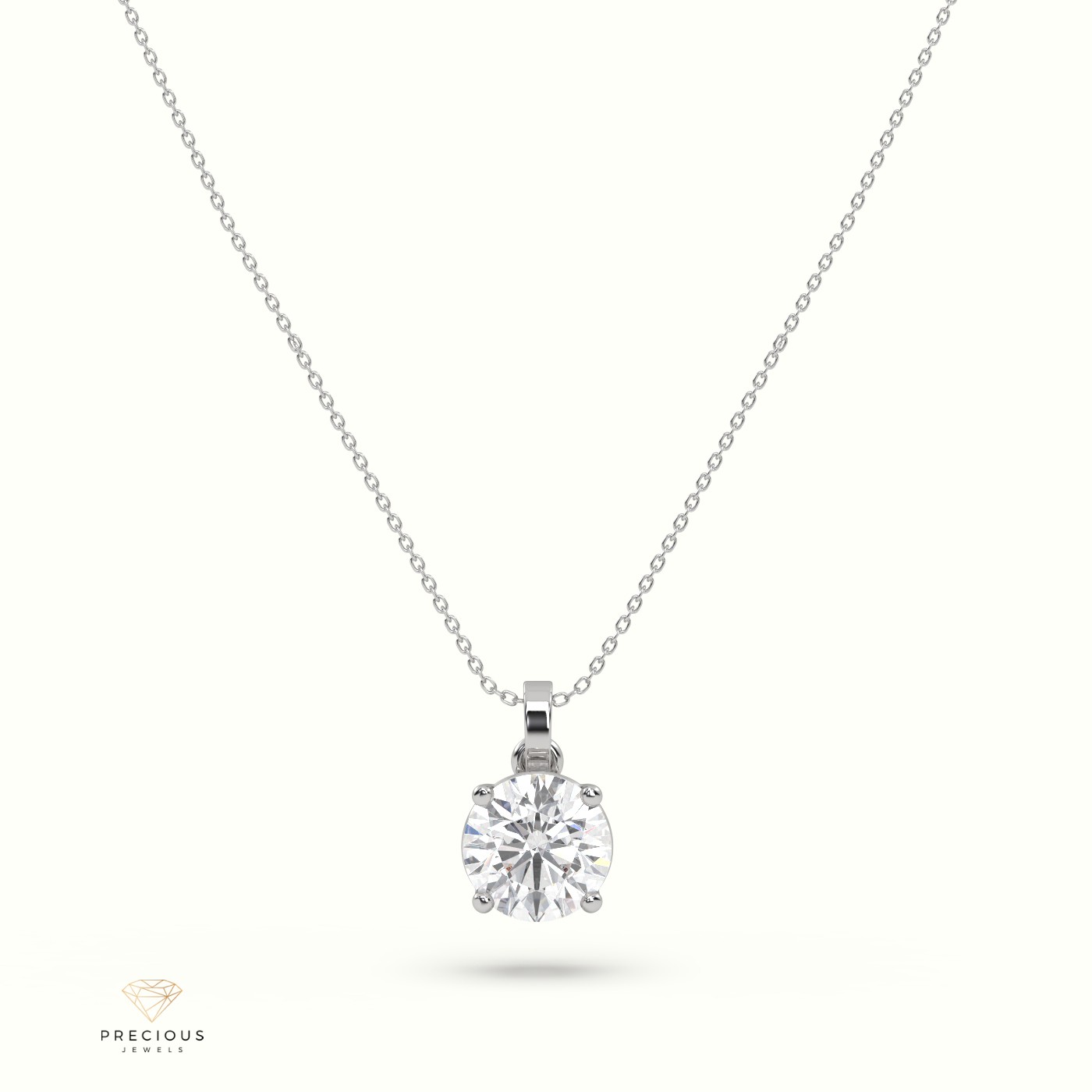 18k white gold diamond solitair pendant 0.80 carat 4 round shaped prongs