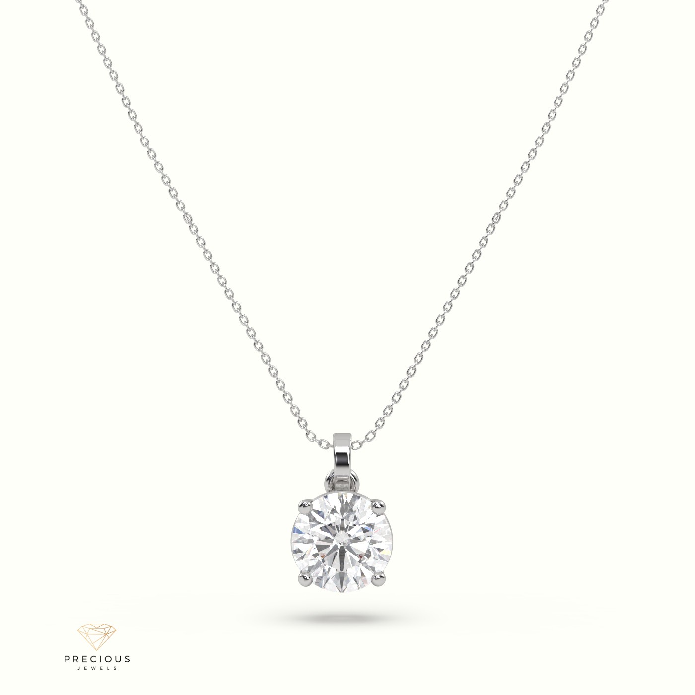 18k white gold diamond solitair pendant 0.90 carat 4 round shaped prongs