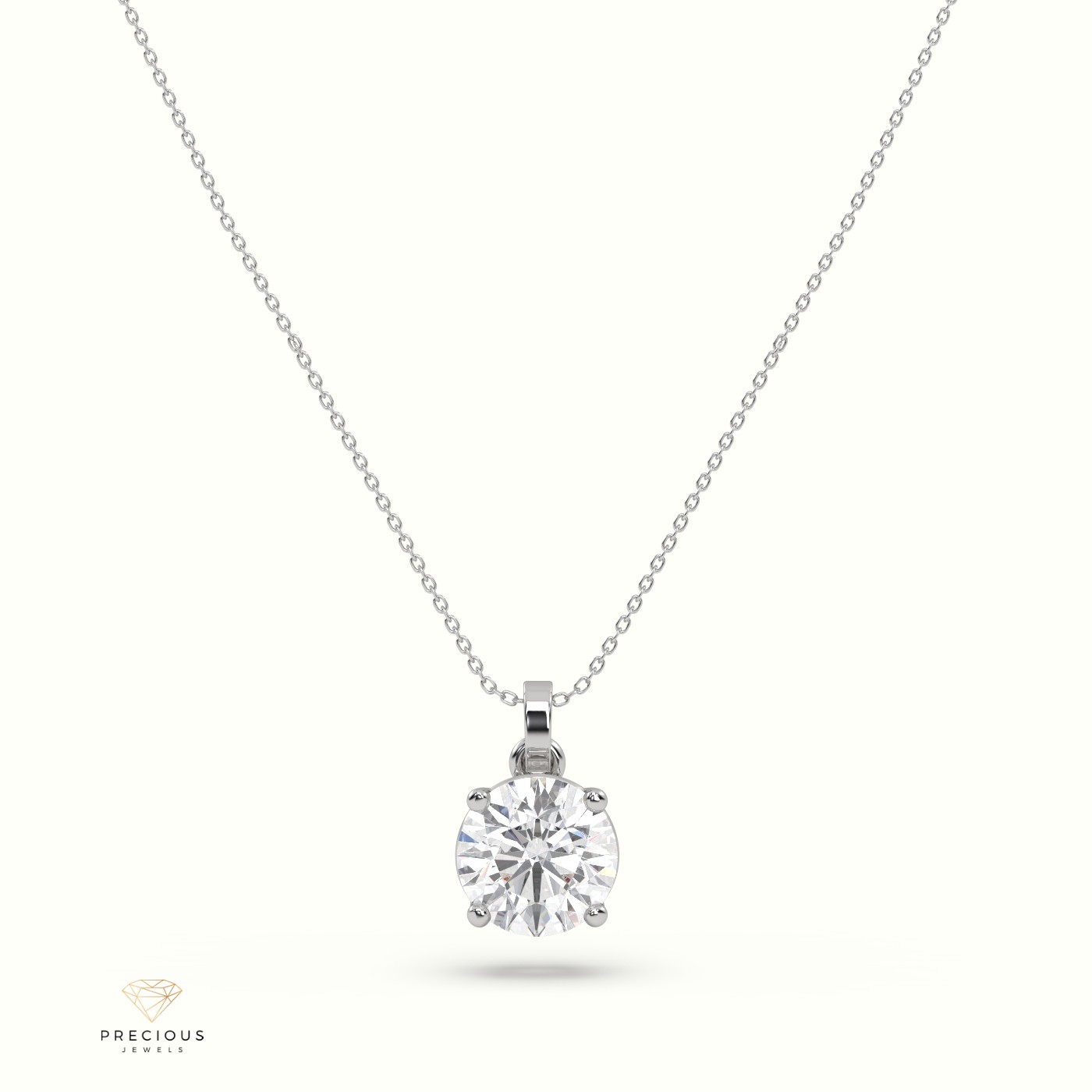 18k white gold diamond solitair pendant 1.00 carat 4 round shaped prongs