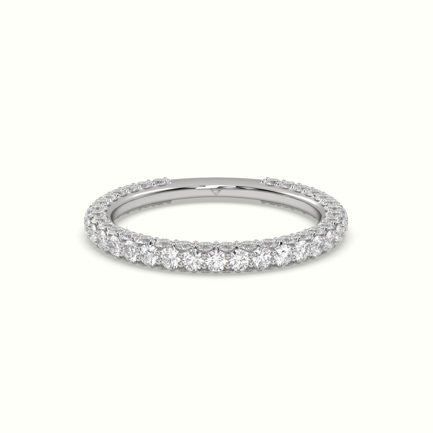 18k white gold xl three sided diamond wedding band with round cut diamonds 1.95 carat Photos & images